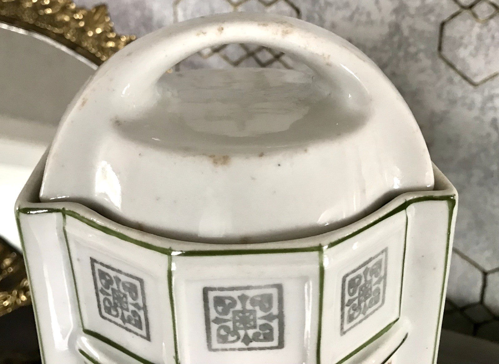 Antik Porzellan Dose Vorratsgefäß Vorratsdose Nudeln Rosen Jugendstil Art Déco