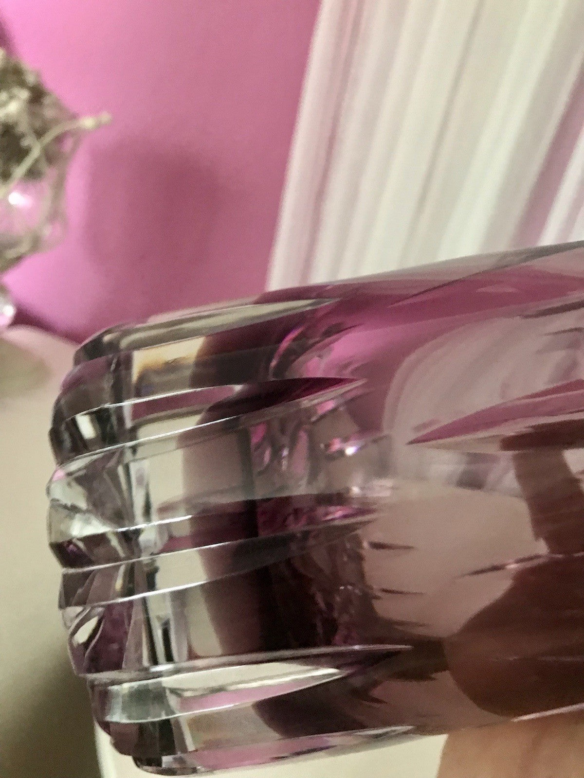 Vintage Edel Vase Glasvase Kristallglas lila groß Schliff Designer Karel Wünsch
