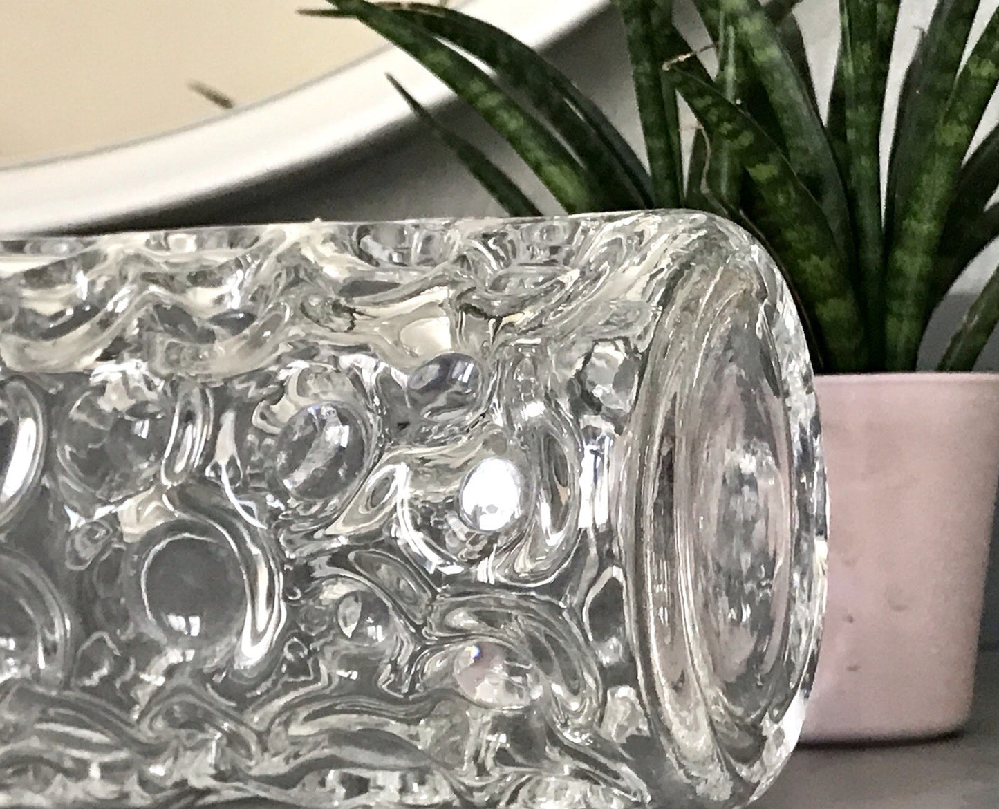 Vintage 60er 70er Design hohe Glasvase Glas Vase Bubble Op Art Hirschberg