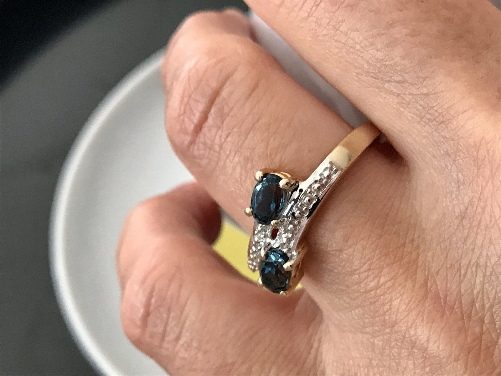 Vintage Ring blaue Steine Saphire?  Silber 925 vergoldet ~Gr.60