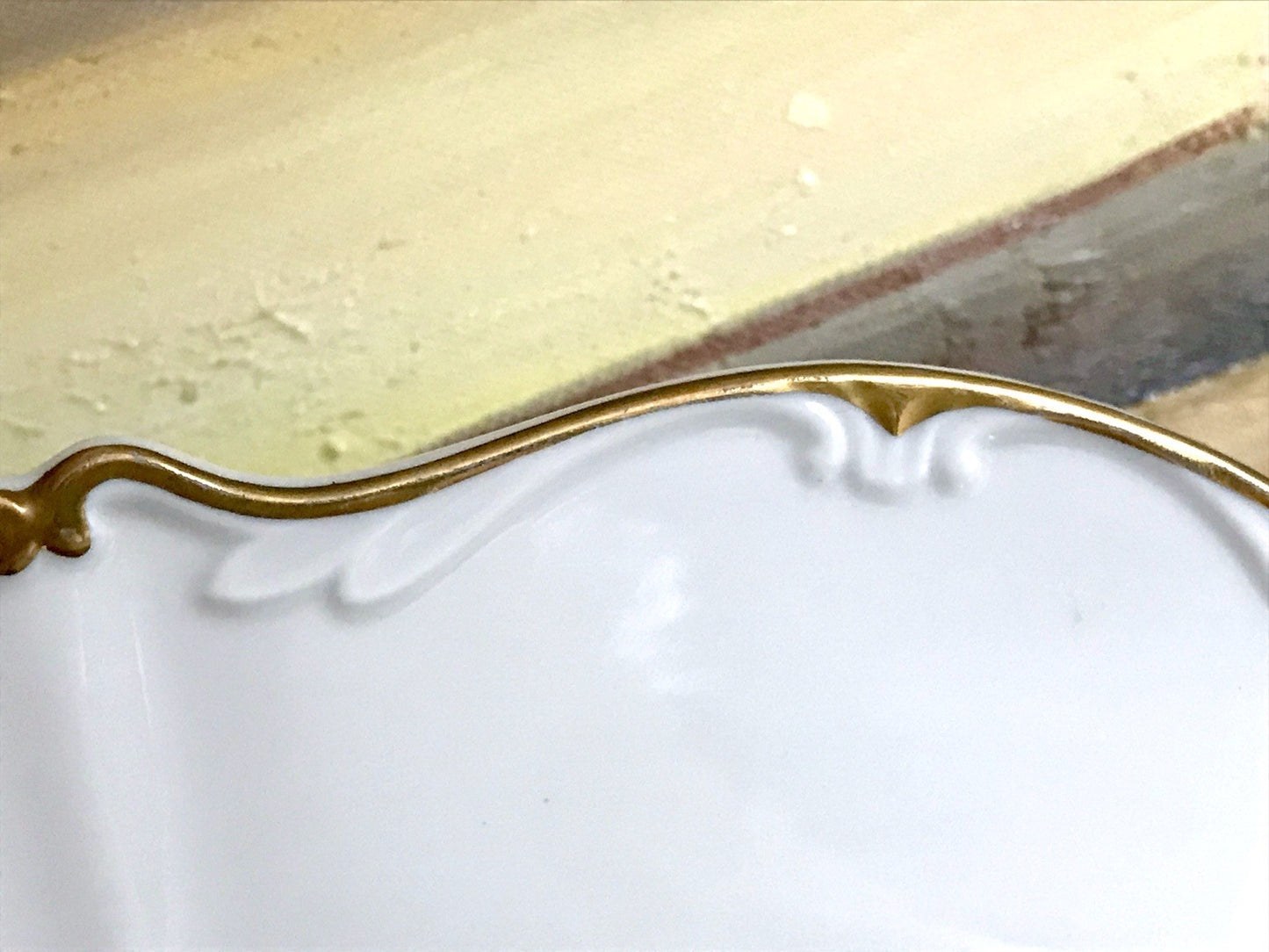 Antik Art Déco Porzellan Tafelservice Carstens Sorau weiß goldene Ranke EDEL