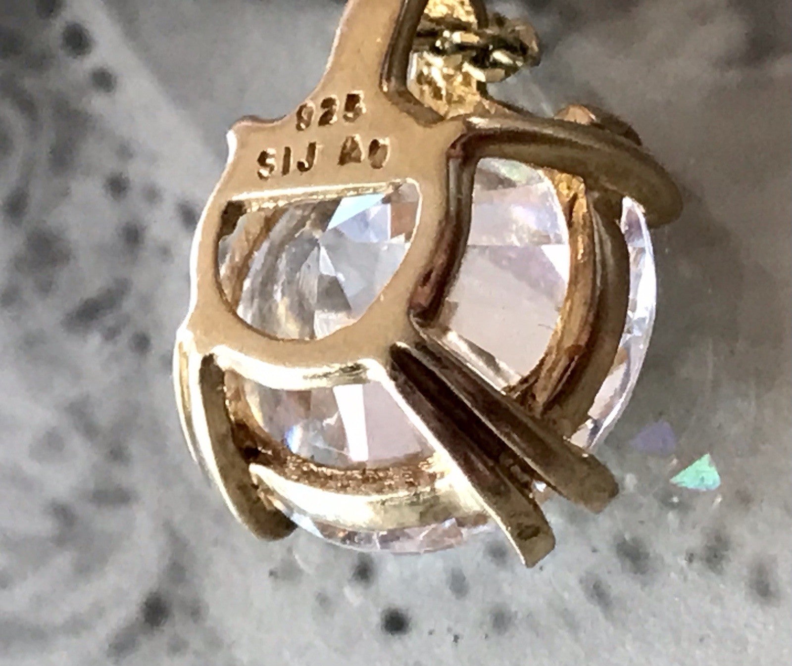 925 Silber Kettenanhänger farbloser Stein Anhänger vergoldet
