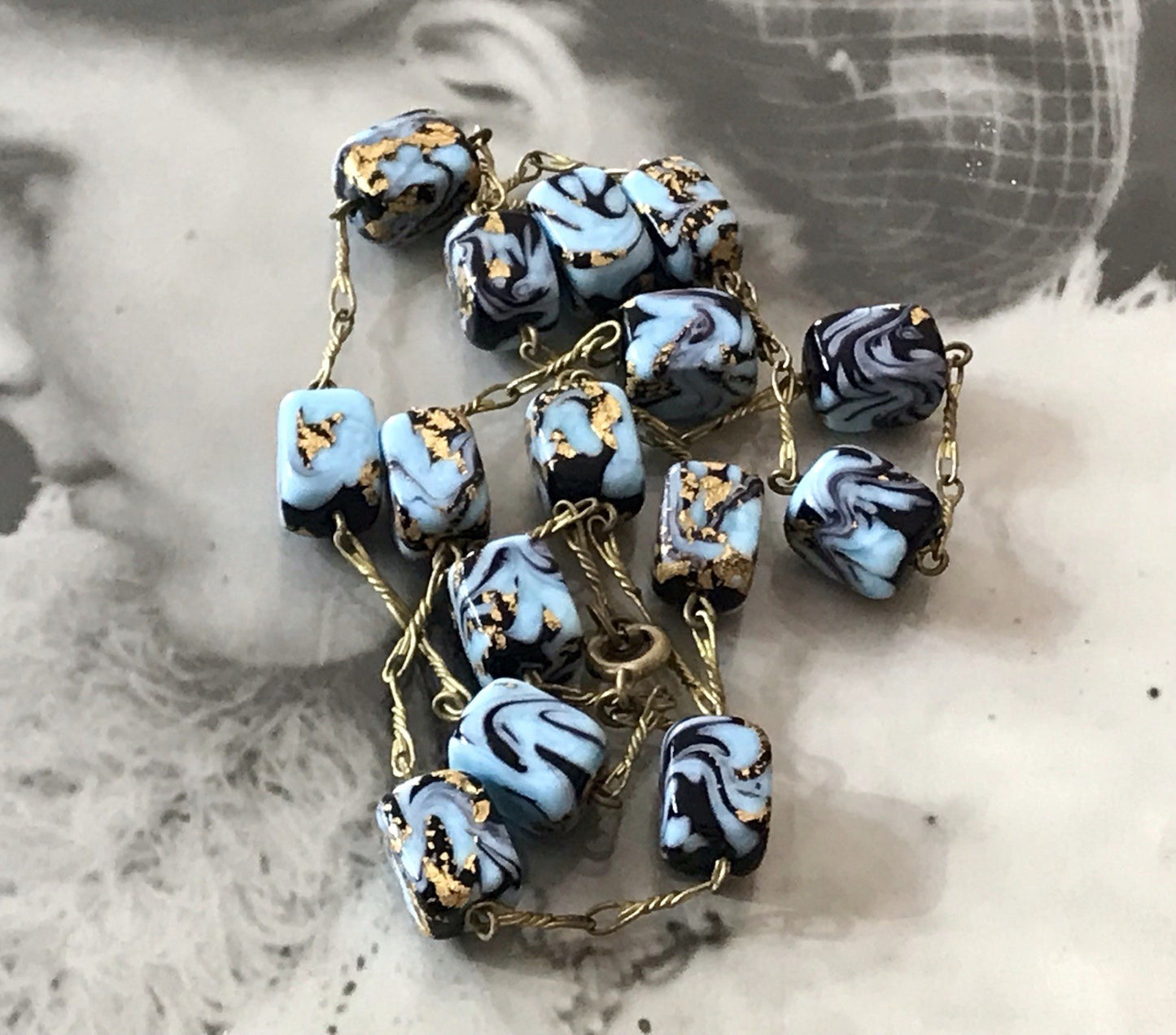 Alt Edel Vintage Halskette Kette Murano Perlen Sehr Schön