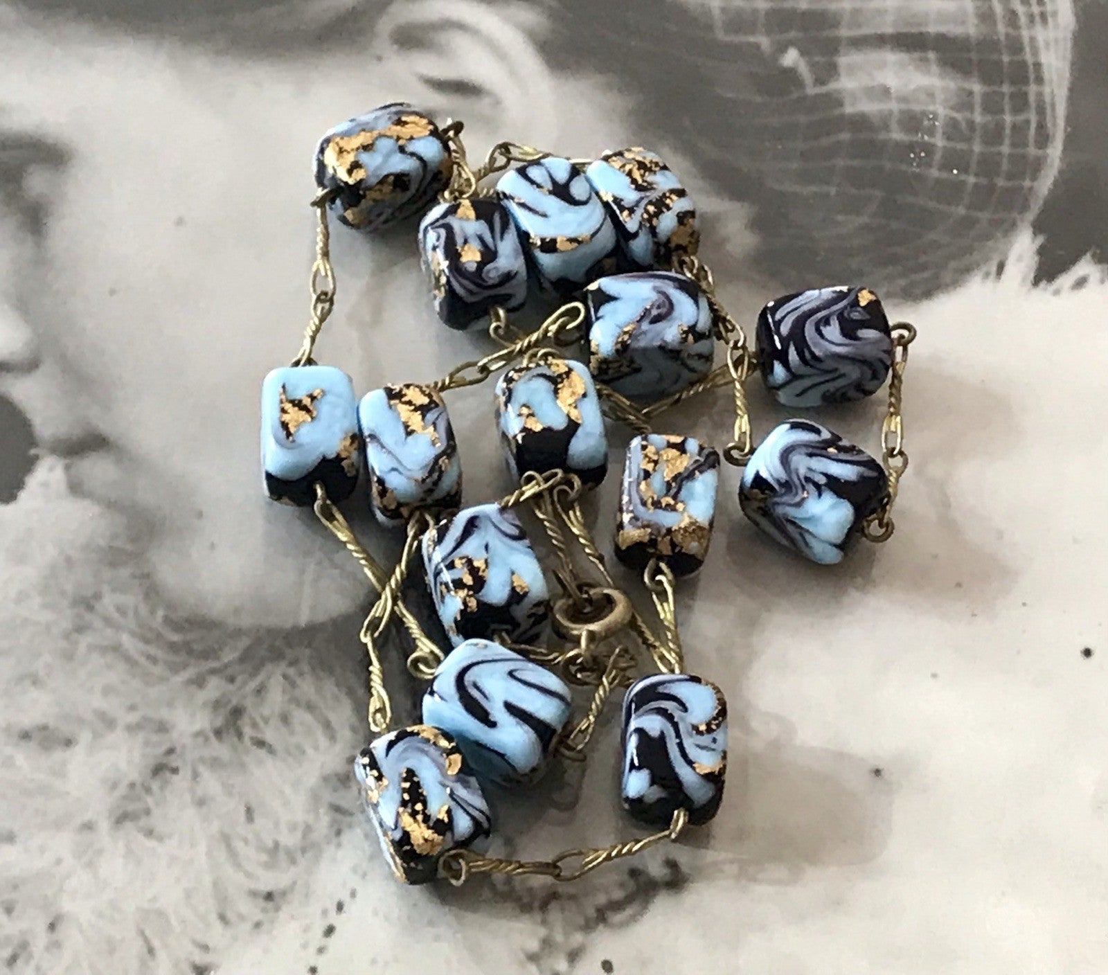 Alt Edel Vintage Halskette Kette Murano Perlen Sehr Schön