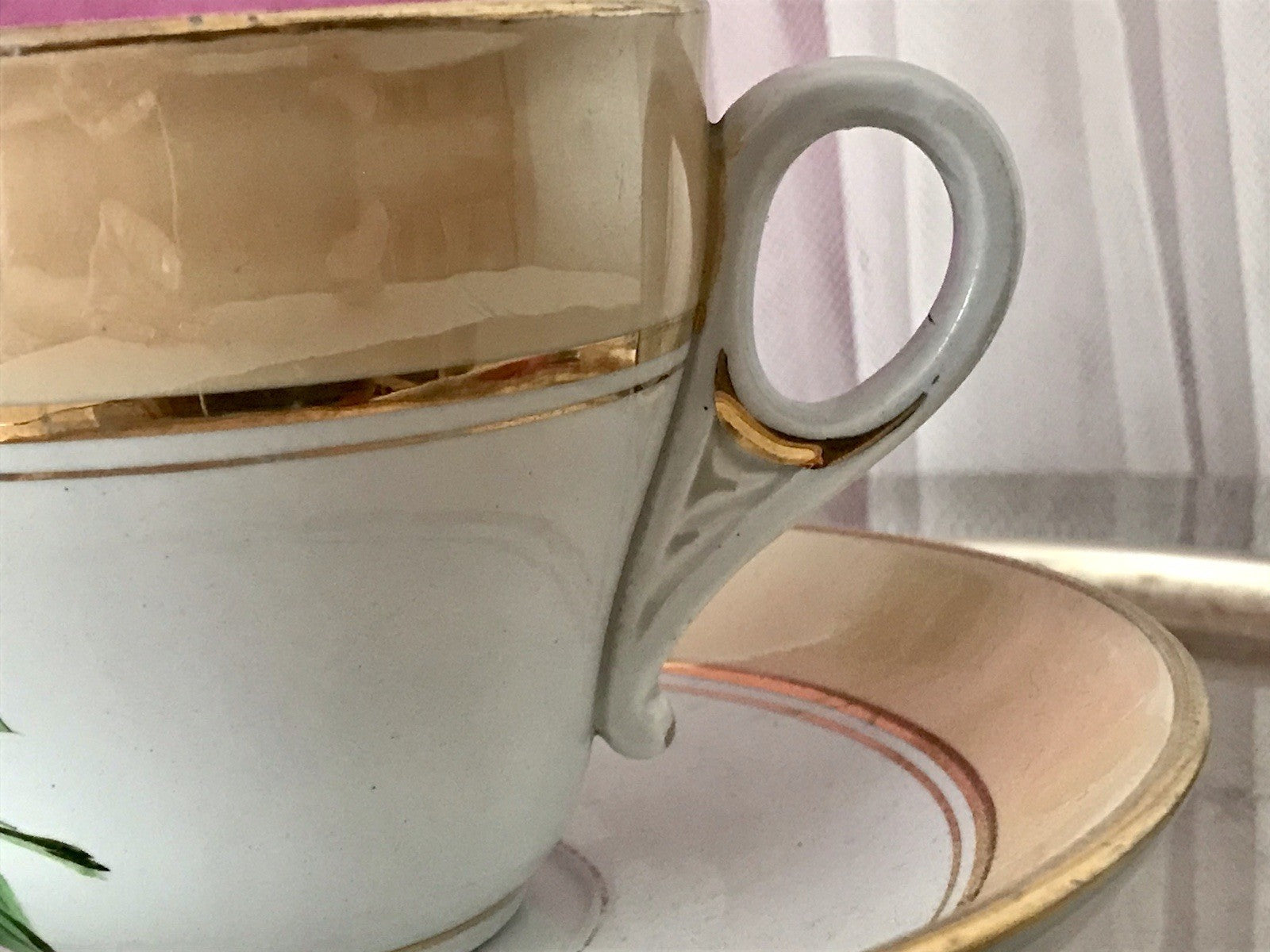 Antik Keramik ? Porzellan? Andenken Gedeck Sammeltasse Tasse „Ich gratulire“