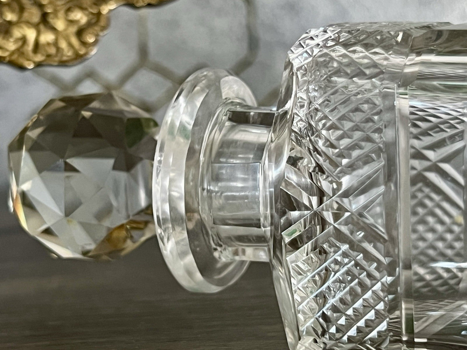 Antik Baccarat 1x Flakon Parfüm kleine Glaskaraffe Schnitt Bleikristall