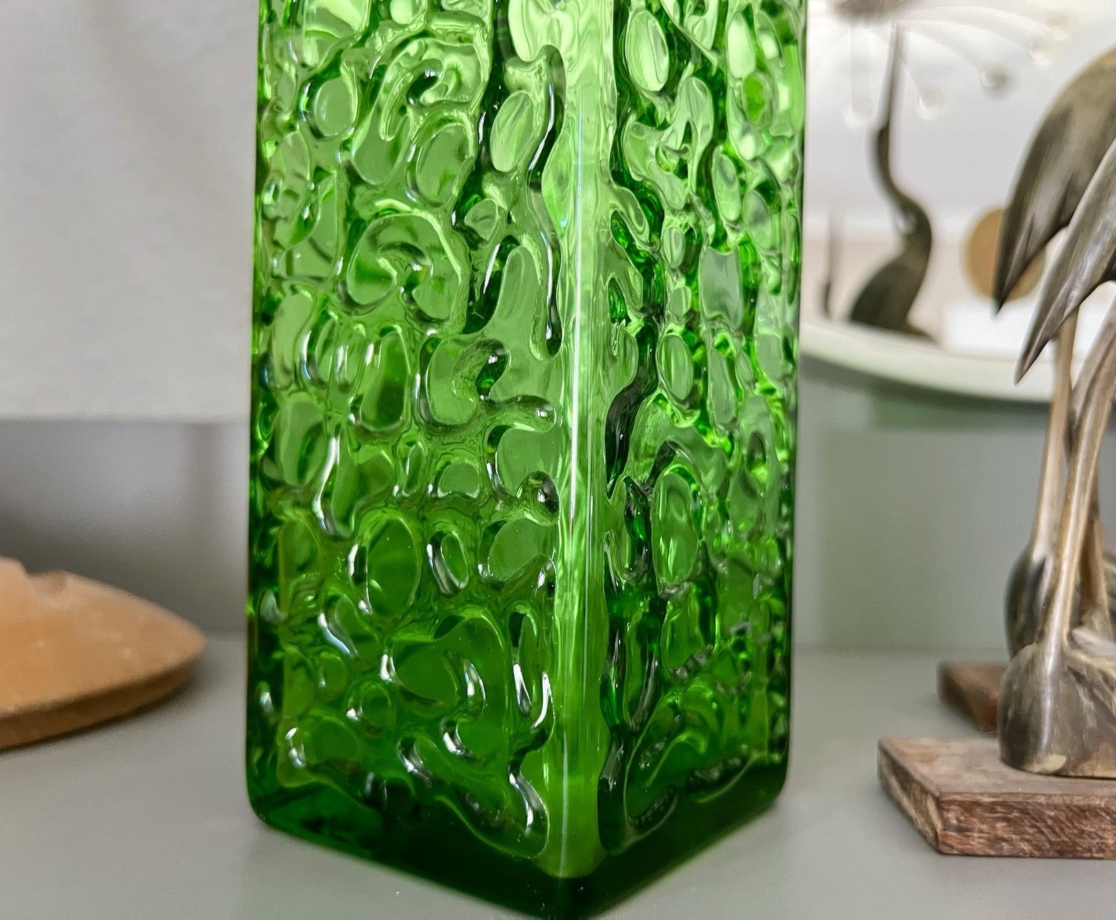 Vintage 60er 70er Design Glasvase Glas GRÜN Vase Bubble Pop Bengt Orup