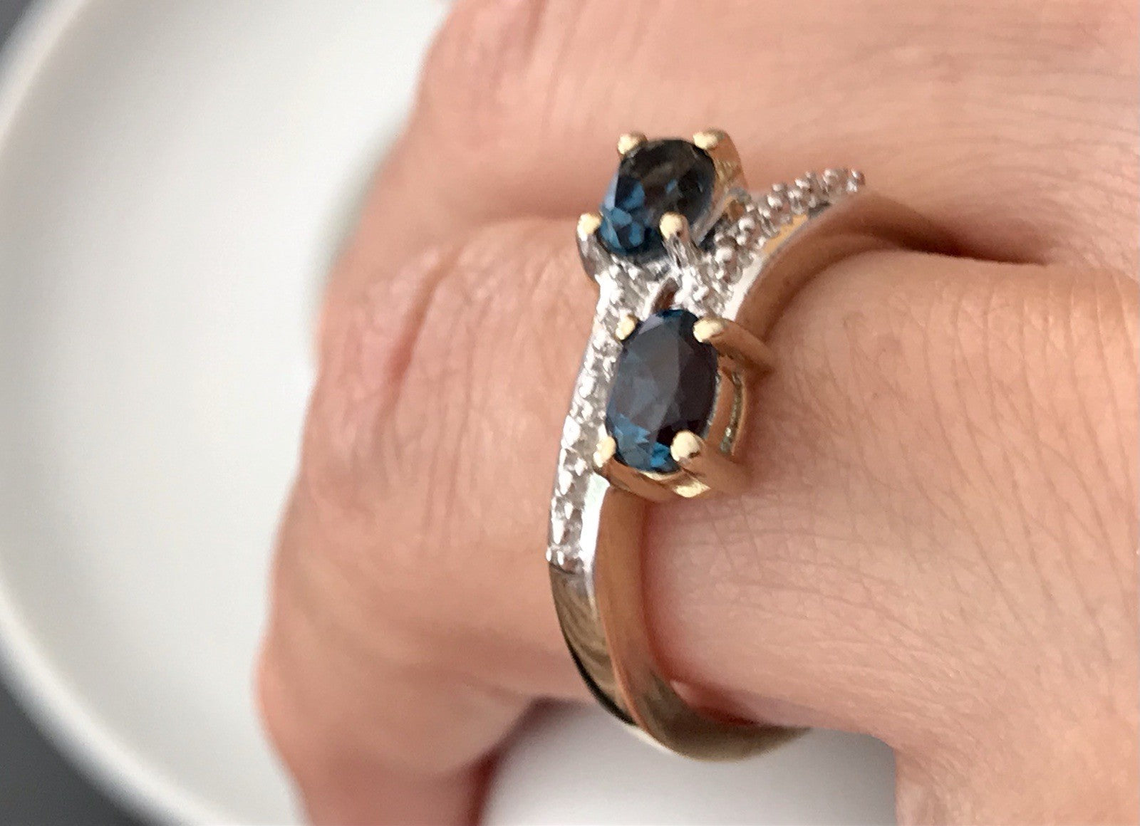 Vintage Ring blaue Steine Saphire?  Silber 925 vergoldet ~Gr.60