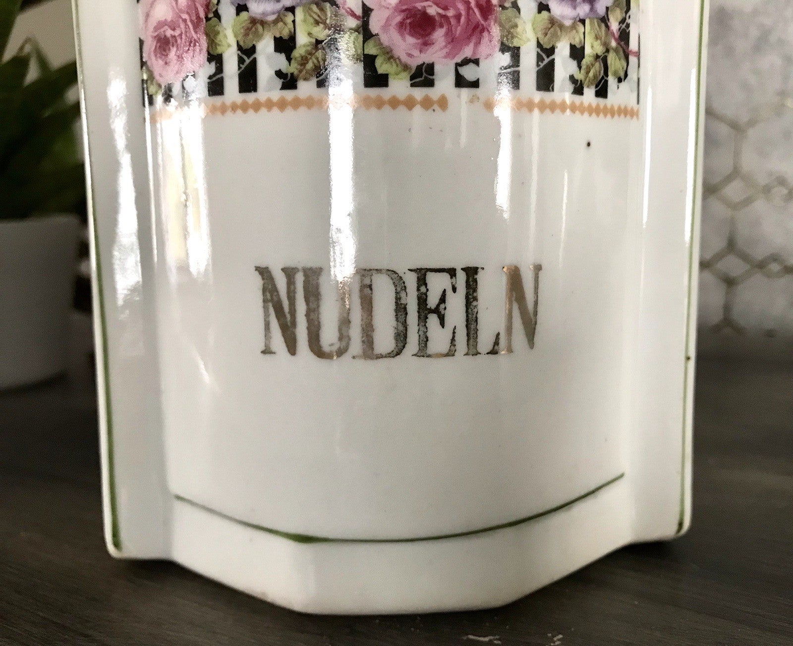 Antik Porzellan Dose Vorratsgefäß Vorratsdose Nudeln Rosen Jugendstil Art Déco
