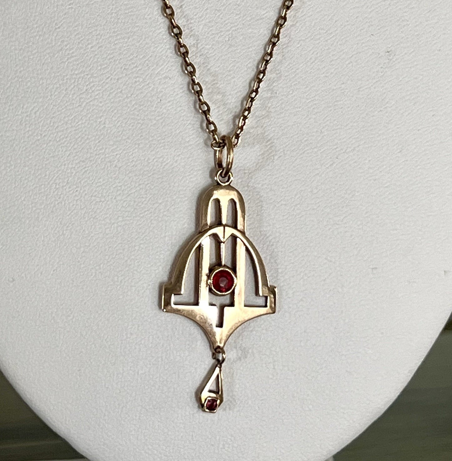 Antik Edel reines Jugendstil Halskette & Anhänger vergoldet Tombak? Amerik.?