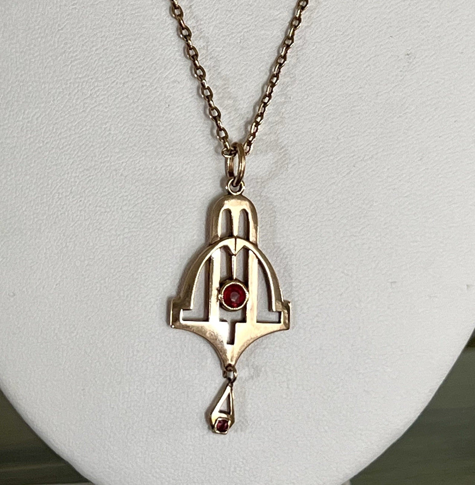 Antik Edel reines Jugendstil Halskette & Anhänger vergoldet Tombak? Amerik.?