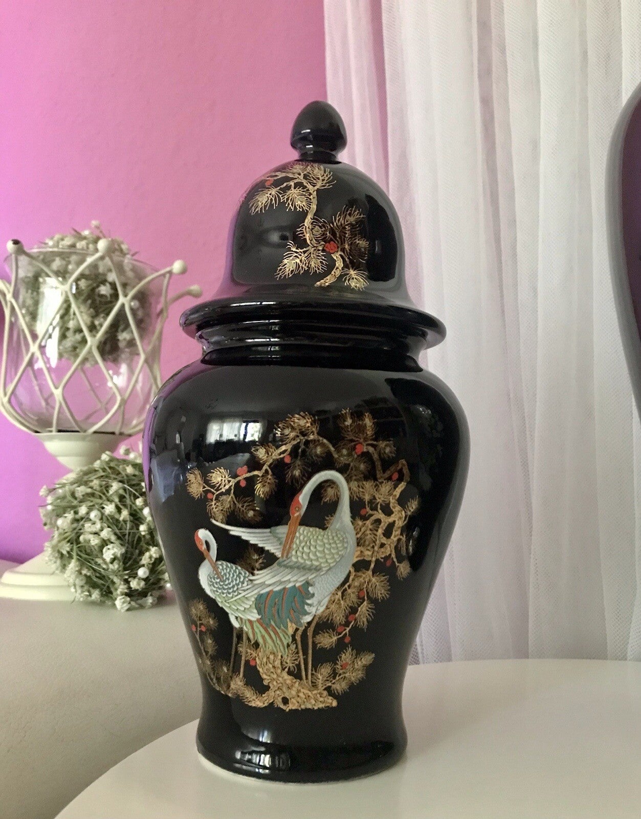 Vintage 1 Porzellan Prunkvase Deckelvase Vase Italien MCModernistisch schwarz