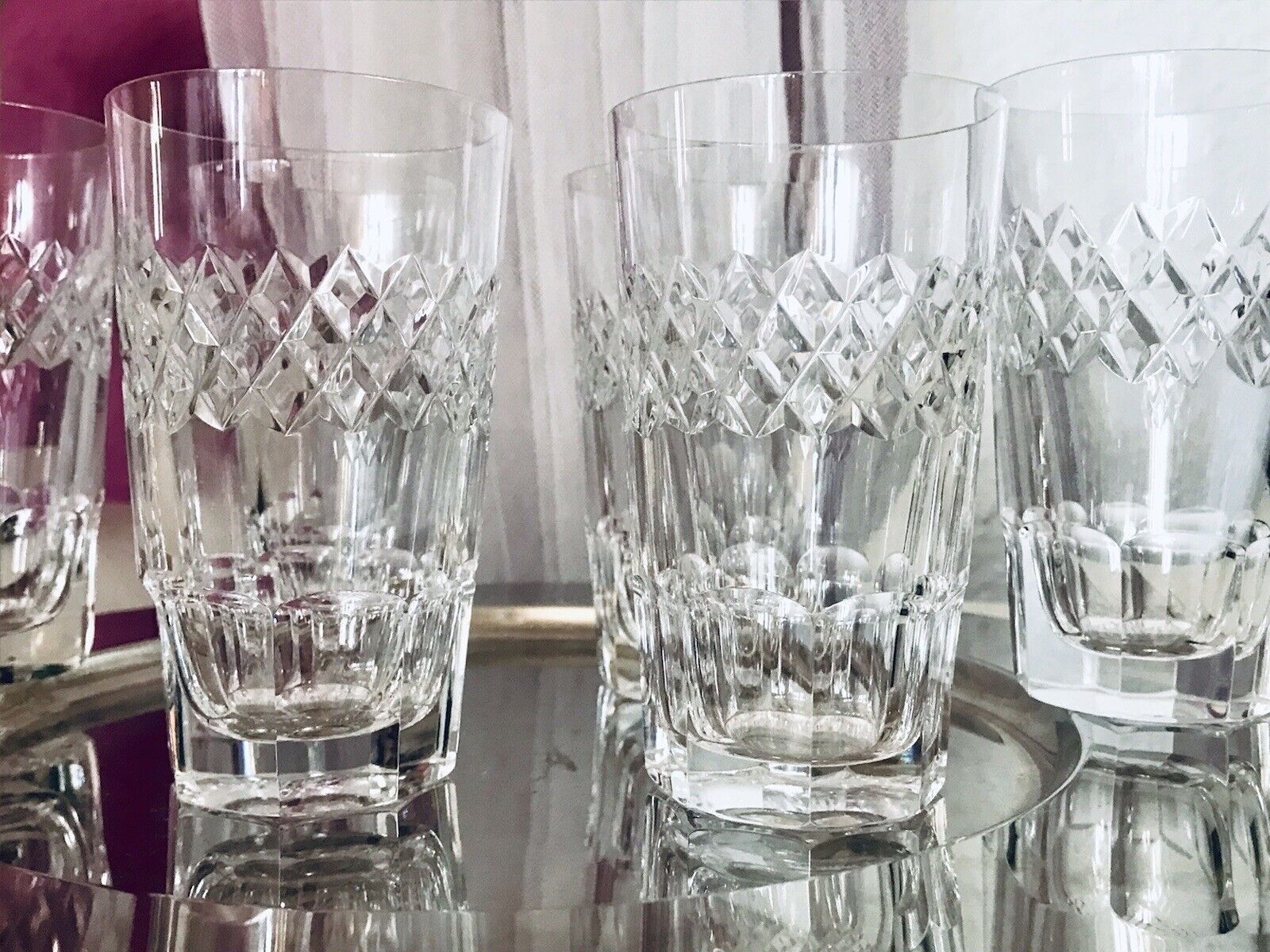 Vintage SEHR EDEL 6x Wassergläser Gläser  Becher Kristallglas schön kantiger Fuß