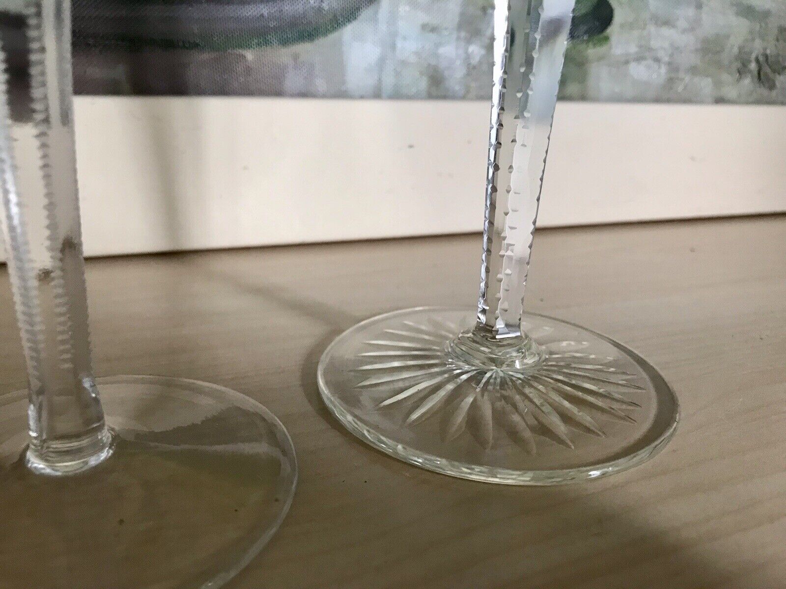 Alt Vintage antik? 2x Weinglas Römer Kristallglas Schliff gelb grün Schliff
