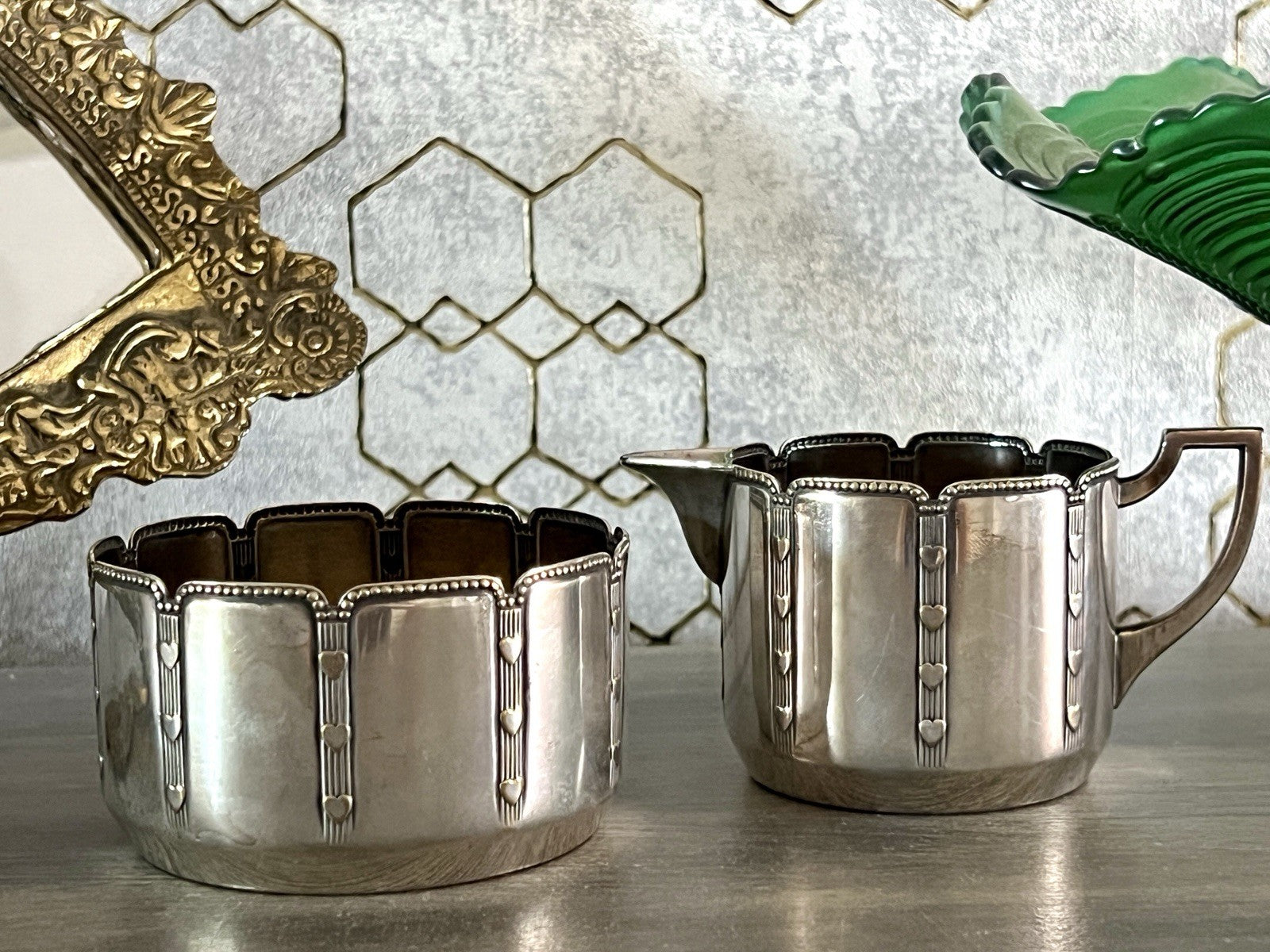 Antik WMF Jugendstil Kaffee Kernstück: Zuckerdose Rahmgießer