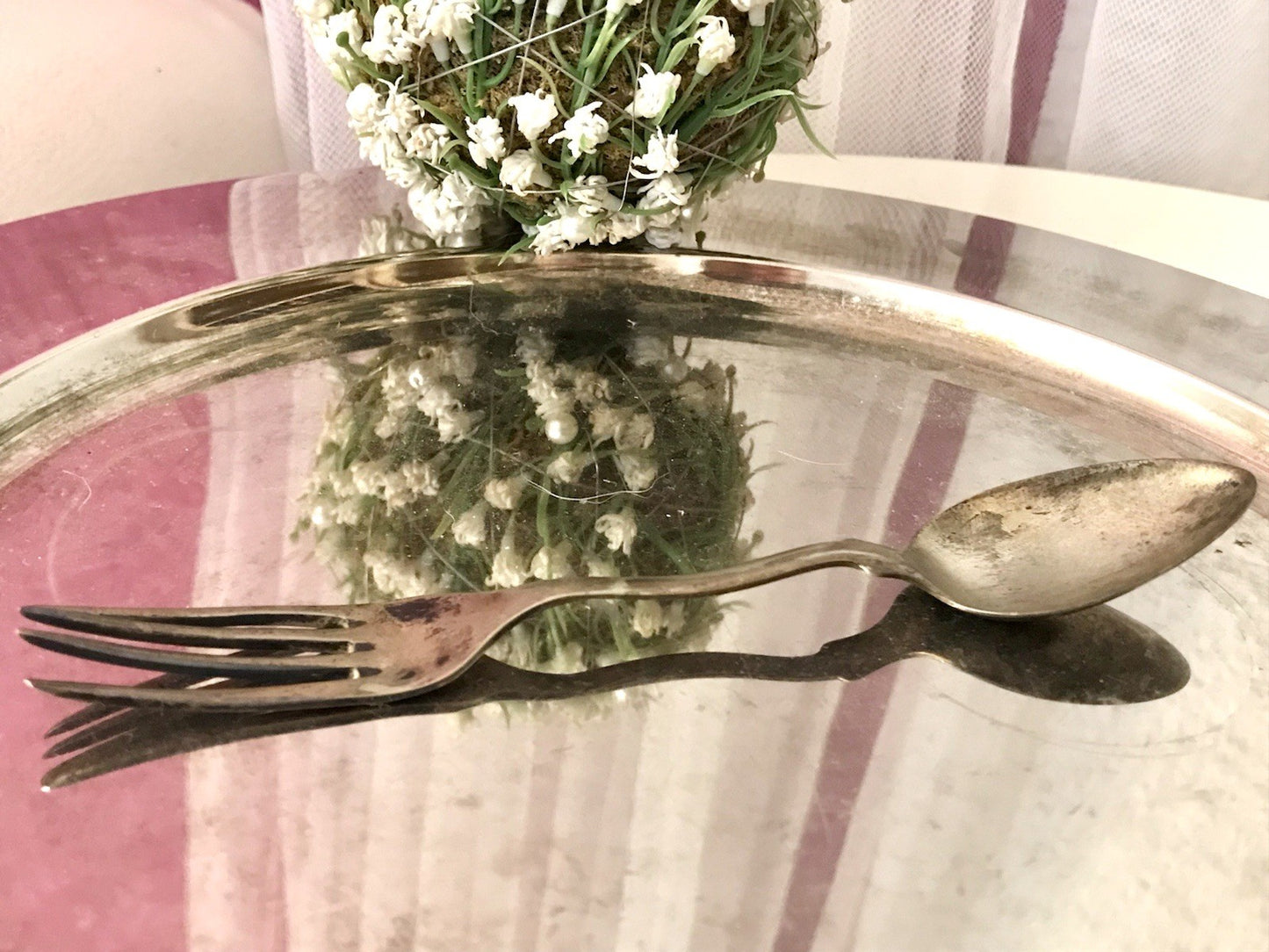 Antik Rarität Gaffel Löffel und Gabel in einem versilbert