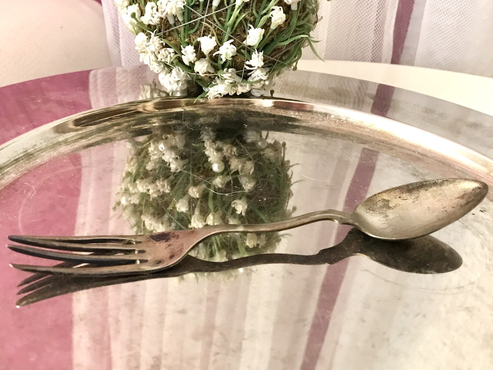 Antik Rarität Gaffel Löffel und Gabel in einem versilbert