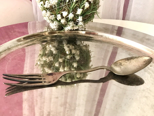 Antik Rarität Gaffel Löffel und Gabel in einem versilbert