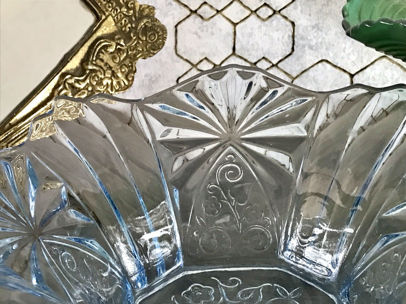 Antik Blau Art Déco Schale Pressglas Glasschale So Schön!