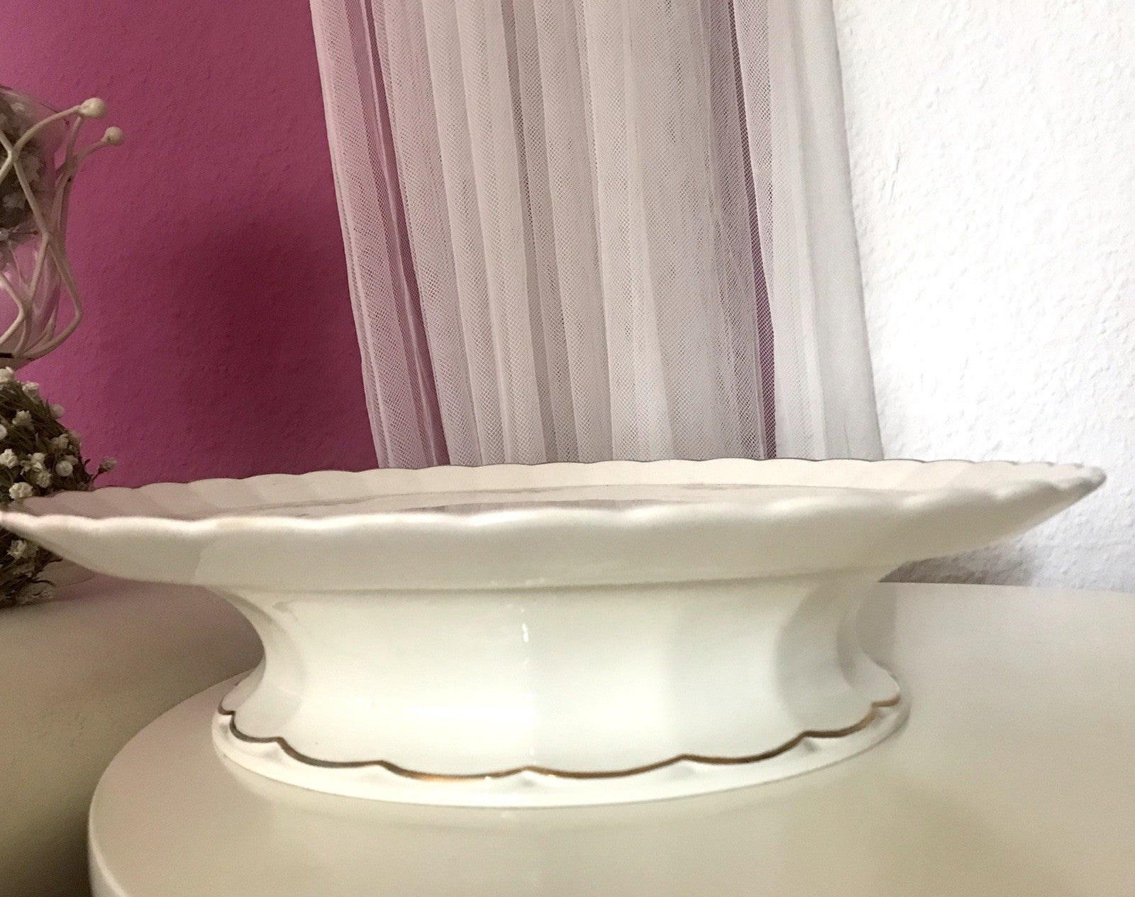 Antik Max Rösler Keramik Tortenplatte Tortenständer Rosen Art Déco