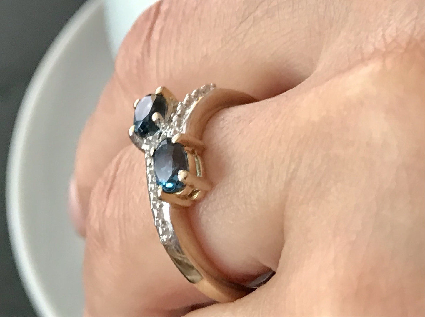 Vintage Ring blaue Steine Saphire?  Silber 925 vergoldet ~Gr.60