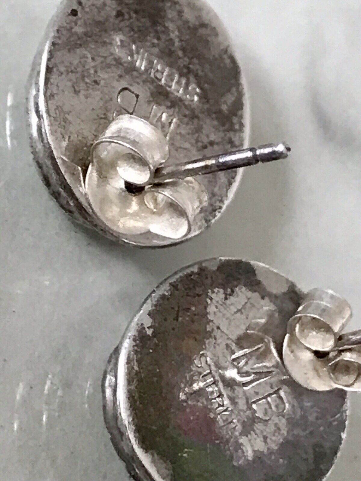 Vintage Ohrringe Ohrstecker DAMEN Silber mit Opal 925 Ohrstecker MB Edel