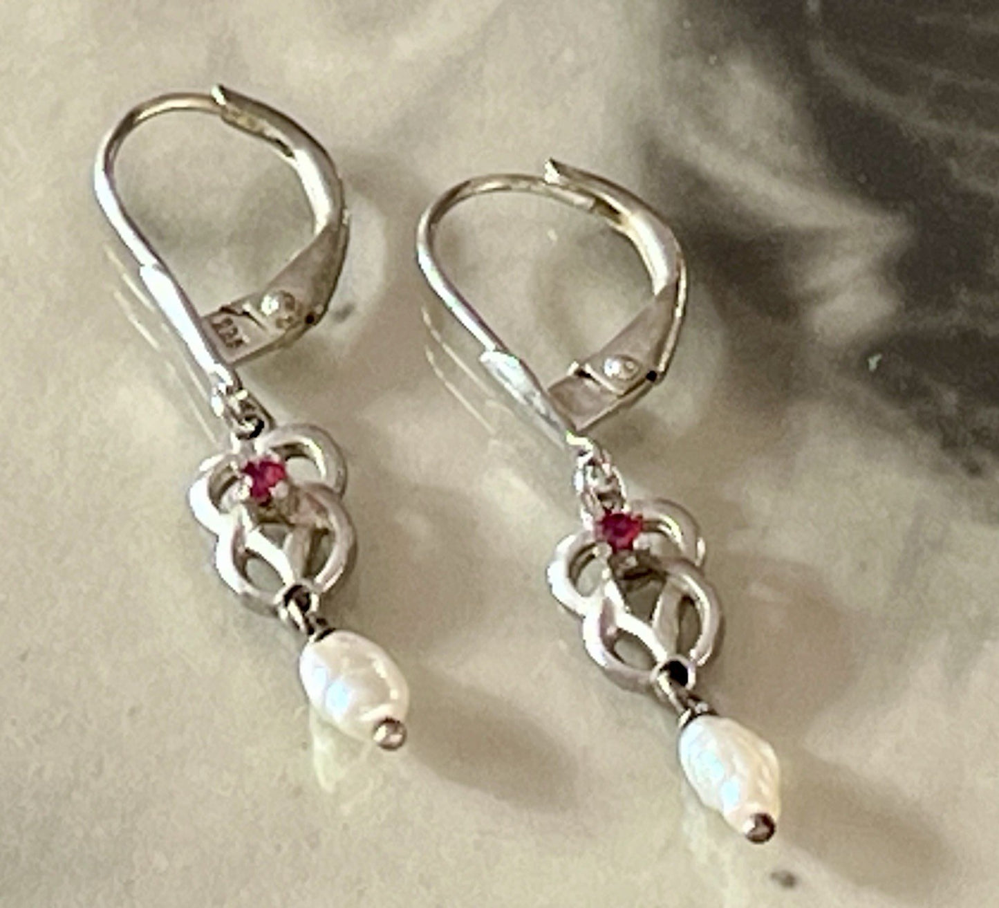 Antik Jugendstil Ohrhänger Ohrringe DAMEN Silber 835 SUPER Design barocke Perle