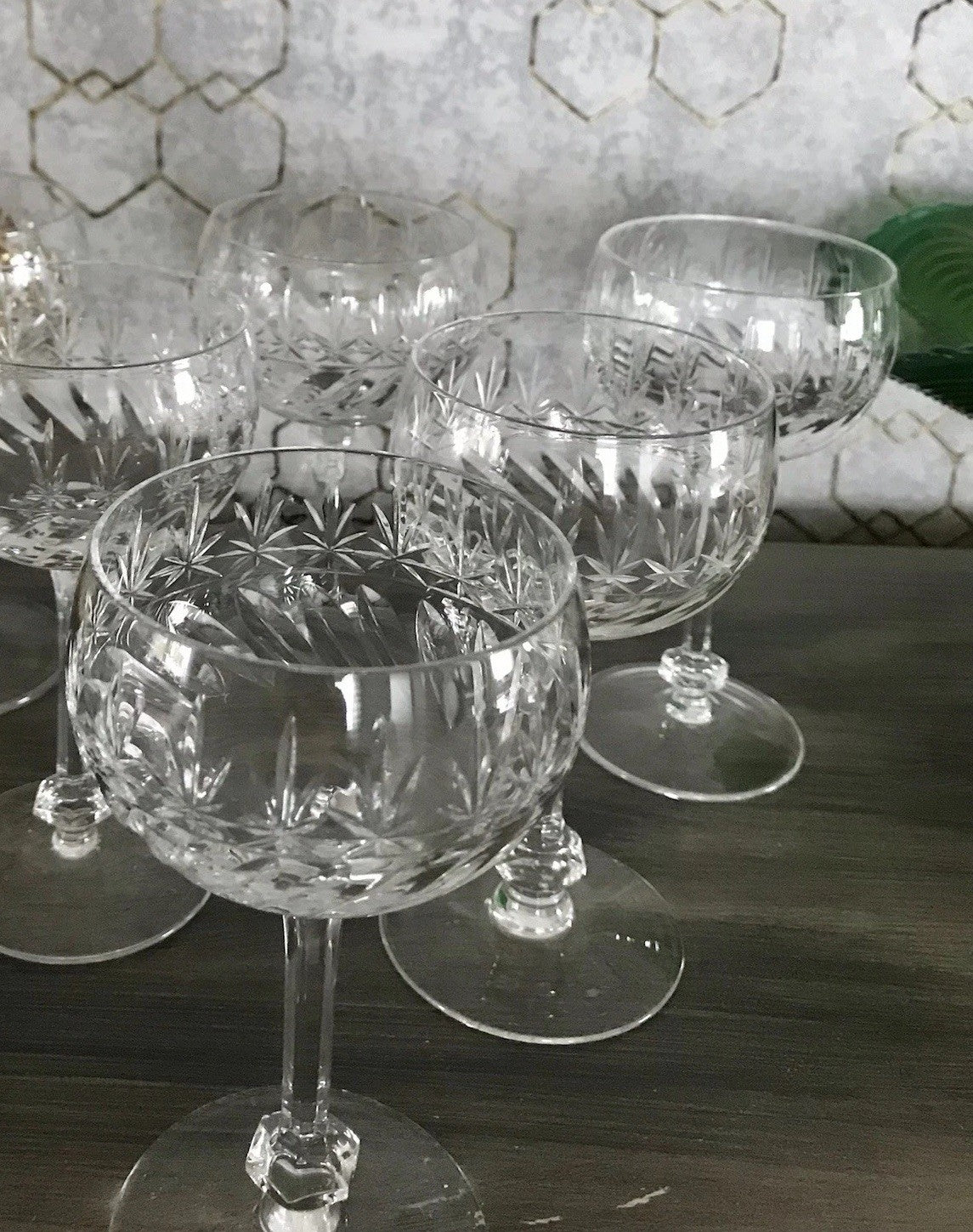 Antik Art Déco 5 Weingläser Gläser Schliff Kristallglas Edel Schön Treviris V&B