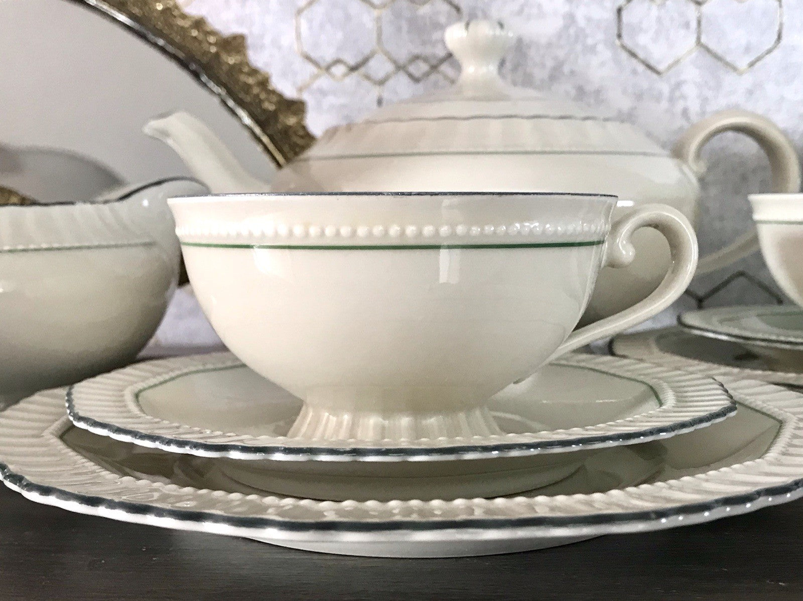 Antik Edel Art Déco Porzellan Kaffeeservice 8 Pers. SCHÖN Schlaggenwald Böhmen