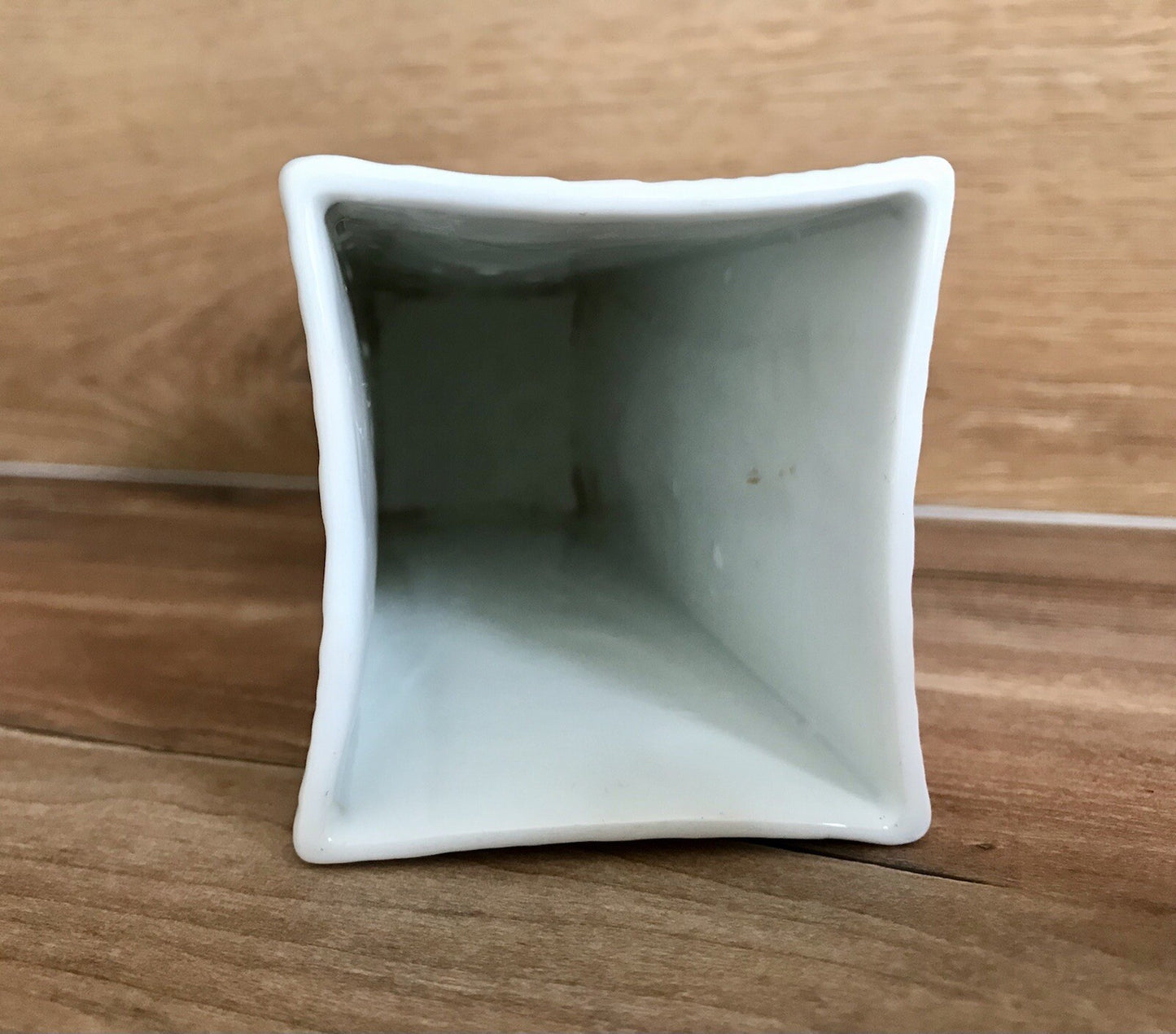 Vintage 60er Bisquit Porzellan Vase OpArt Seltmann Bavaria Holstruktur weiß