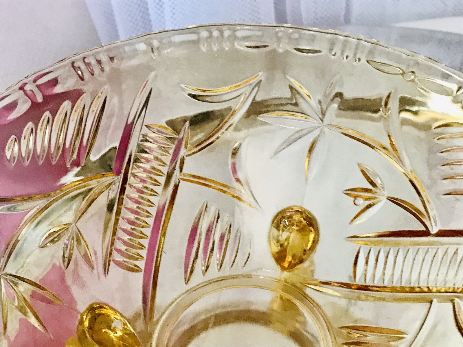 Antik gelb Art Déco Schale Pressglas Glasschale 3füßig So Schön!