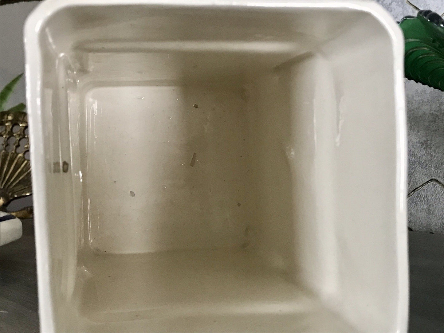 Antik Jugendstil Vorratsgefäß Nudeln Gefäß Vorratsdose weiß Porzellan creme blau