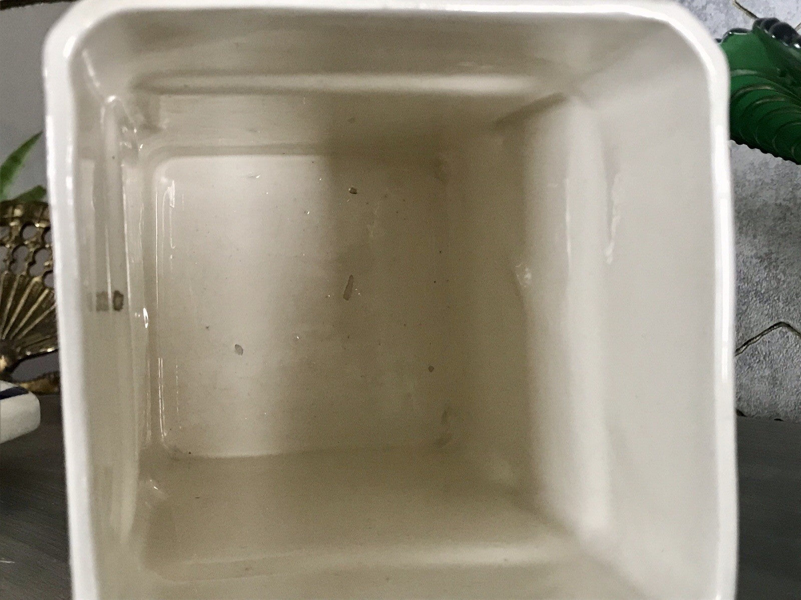 Antik Jugendstil Vorratsgefäß Nudeln Gefäß Vorratsdose weiß Porzellan creme blau