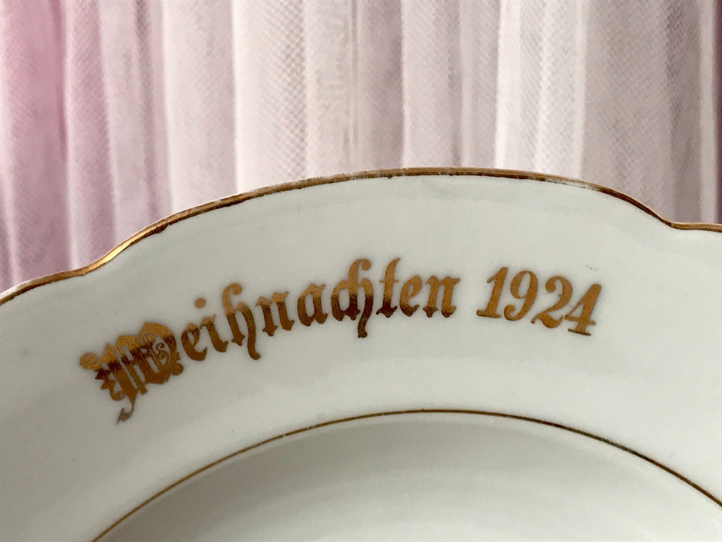 Antik Art Déco Porzellan 1  Teller Zierteller Weihnachten 1924 christlich