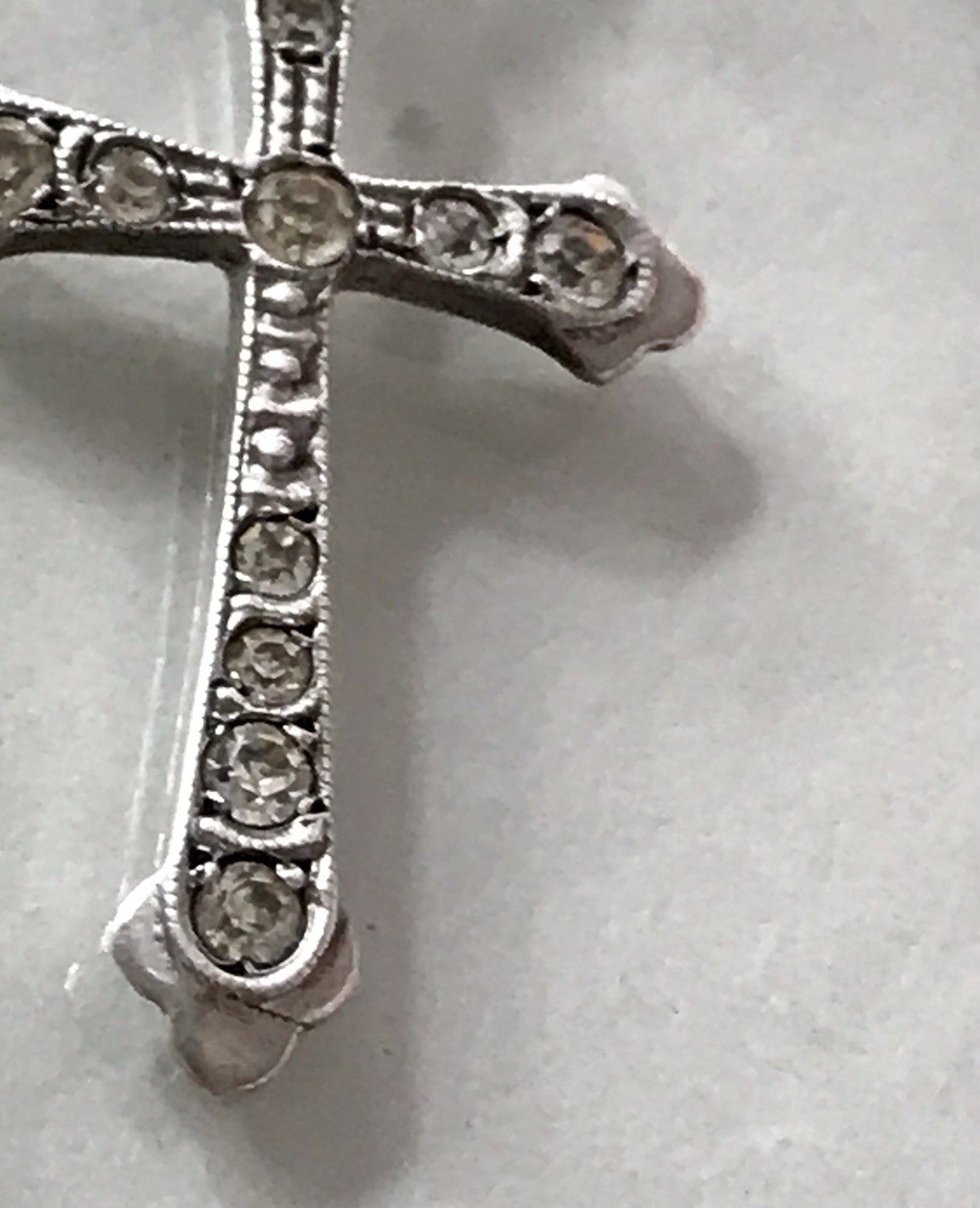 Antik Echtsilber 835 Silber Kreuz Anhänger Kettenanhänger farblose Steine