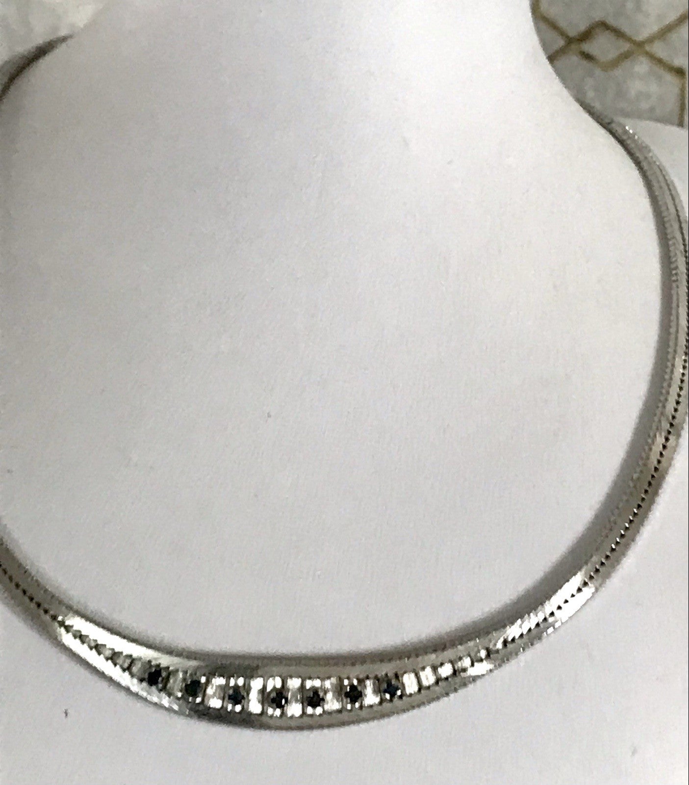 Antik Edel Art Déco 835 Silber Collier rhodiniert Halskette blaue Steine Armband