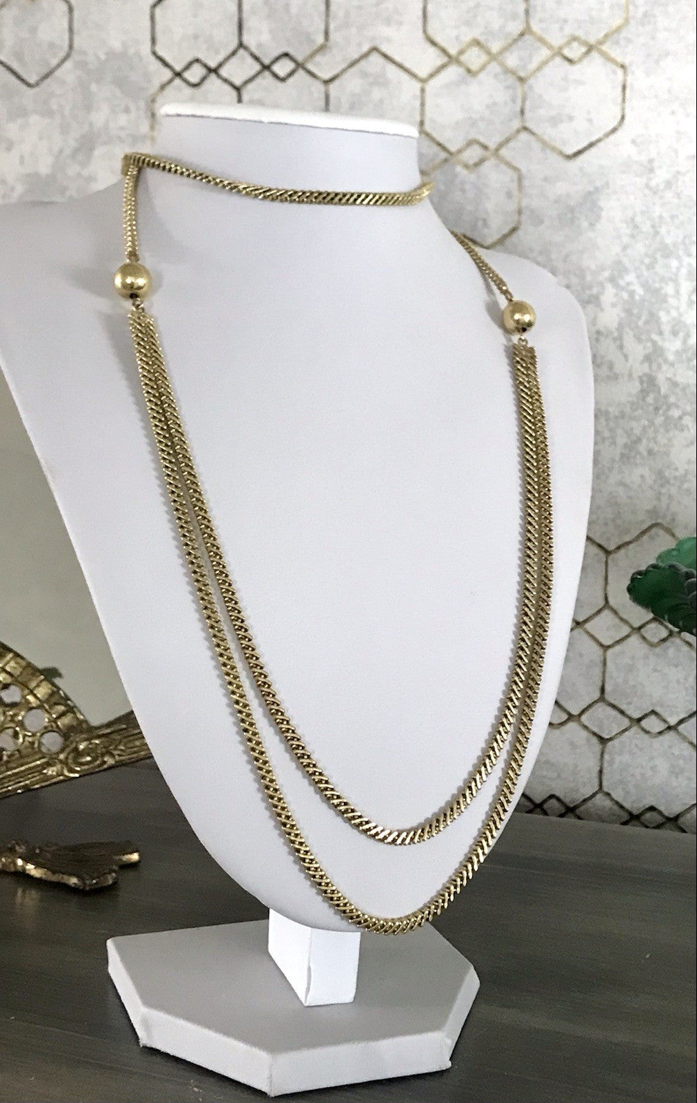 Vintage lange Halskette Amerik. Doublè gold Massiv Sehr SCHÖN Andreas Daub