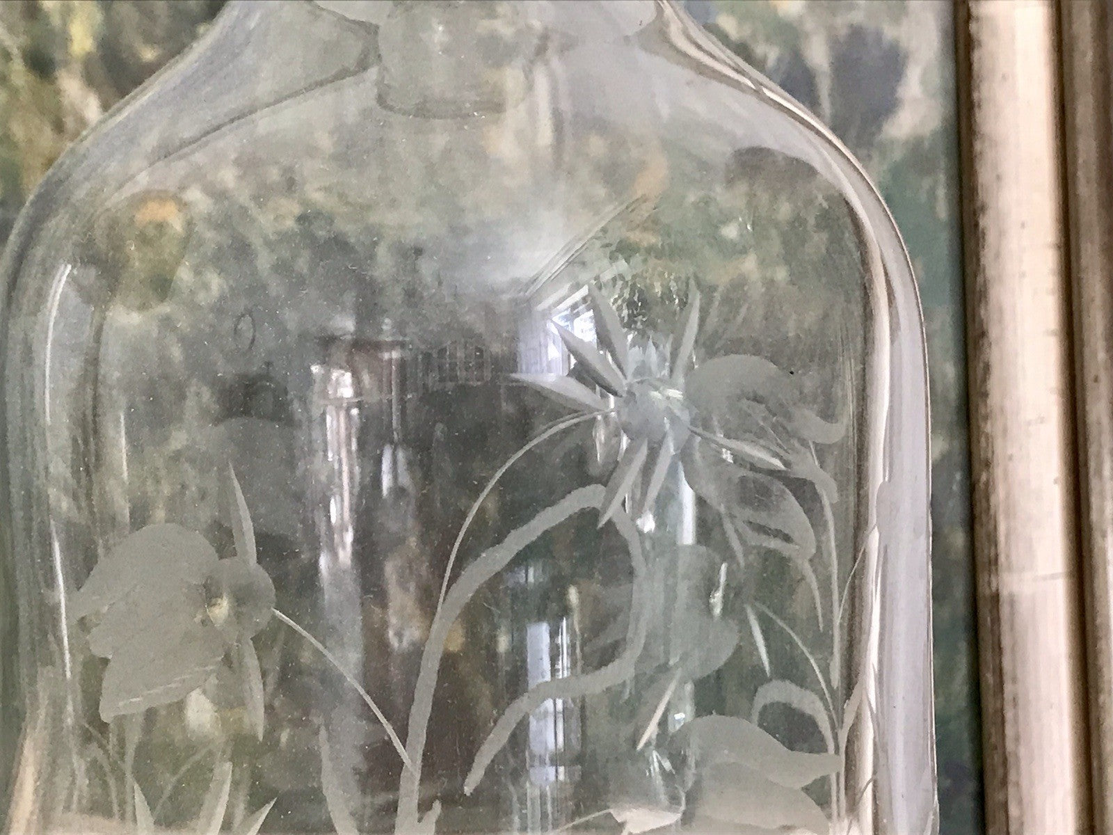 Vintage groß Glaskaraffe Karaffe Zier- Schliff Glas Bleikristall? Kristallglas
