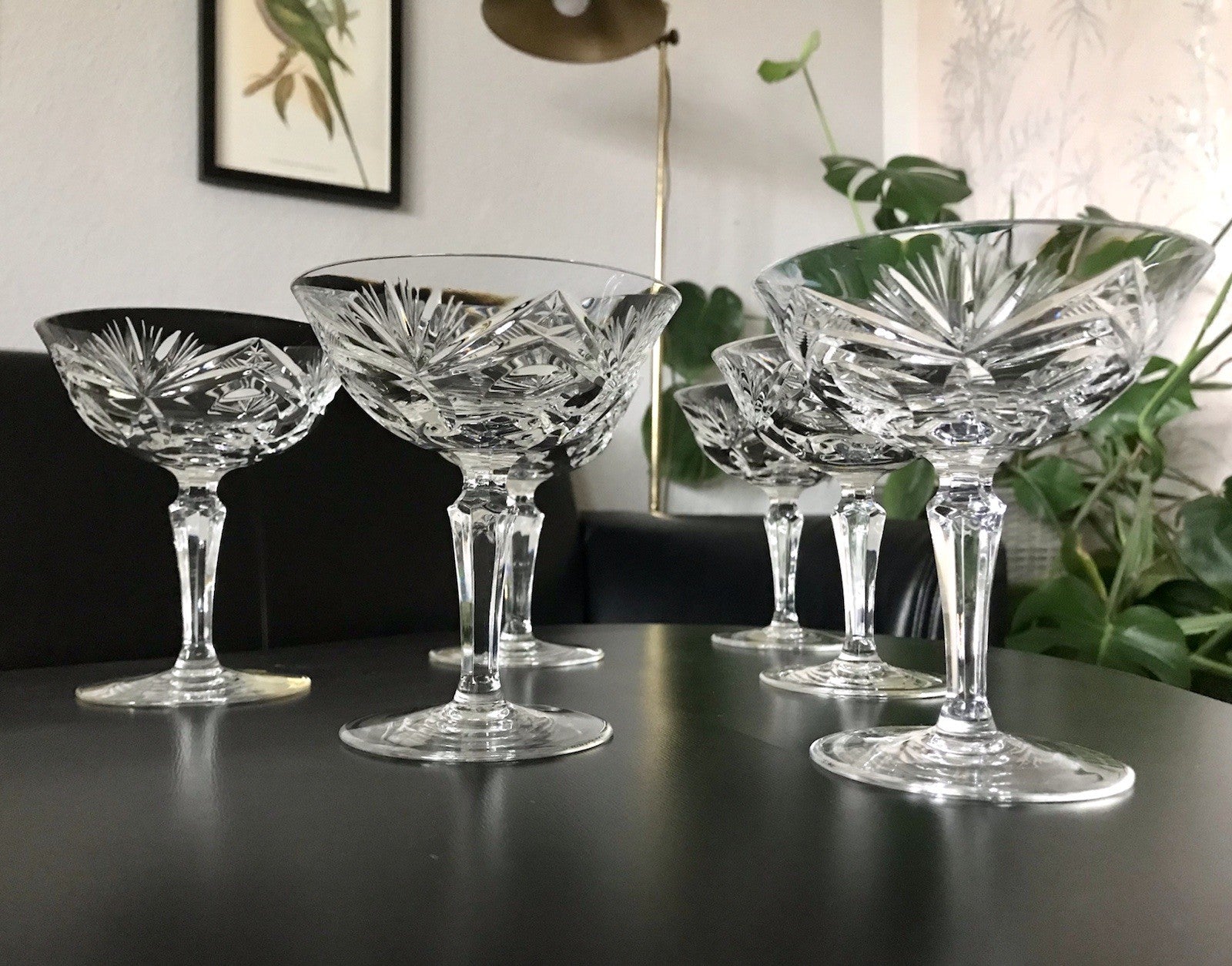 Vintage 6 Champagnerschalen Sektschalen Kristallglas Bleikristall Nachtmann
