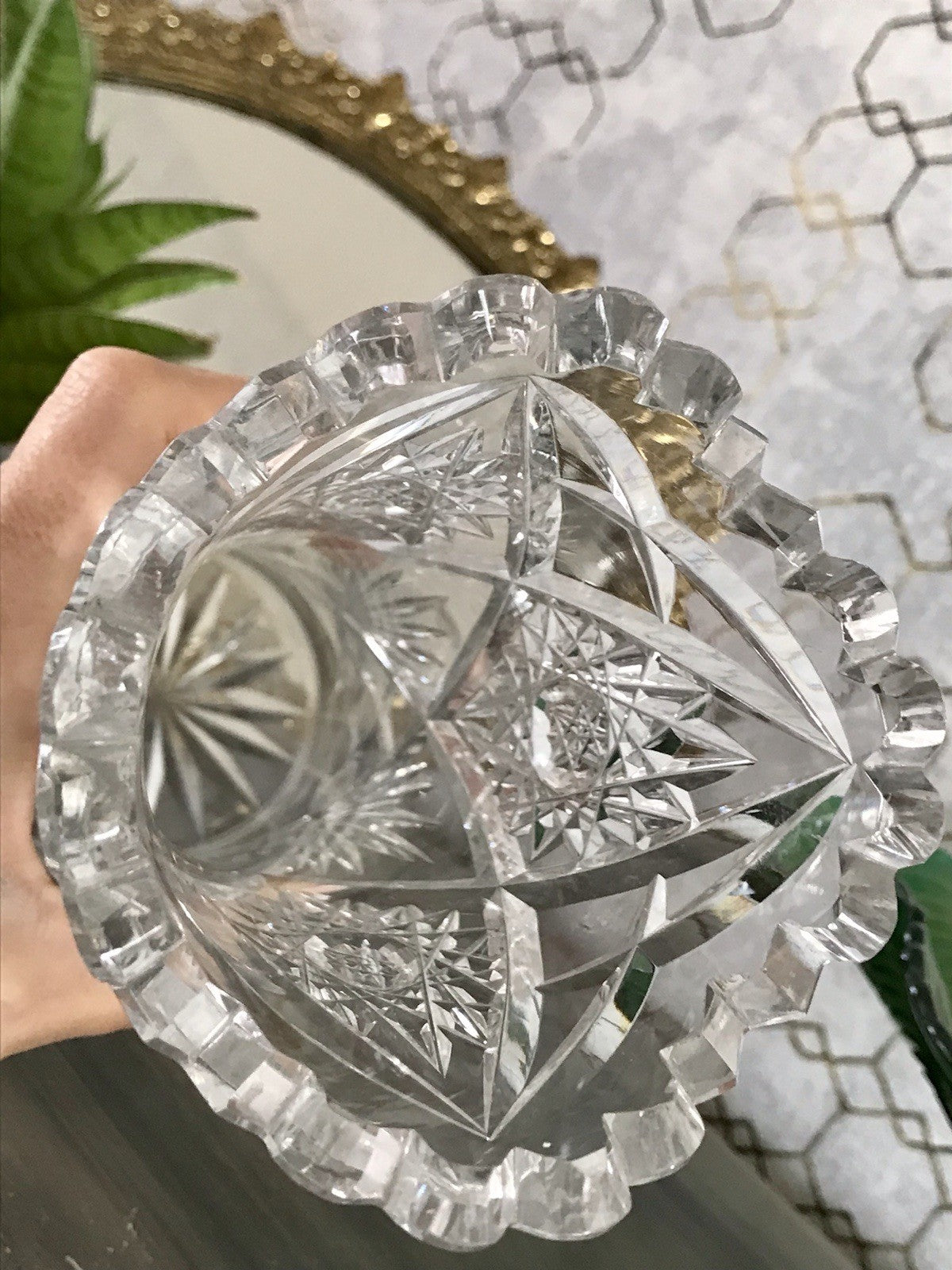 Alt Vintage Vase Glasvase Kristallglas Bleikristall geschliffen in Art Déco Stil