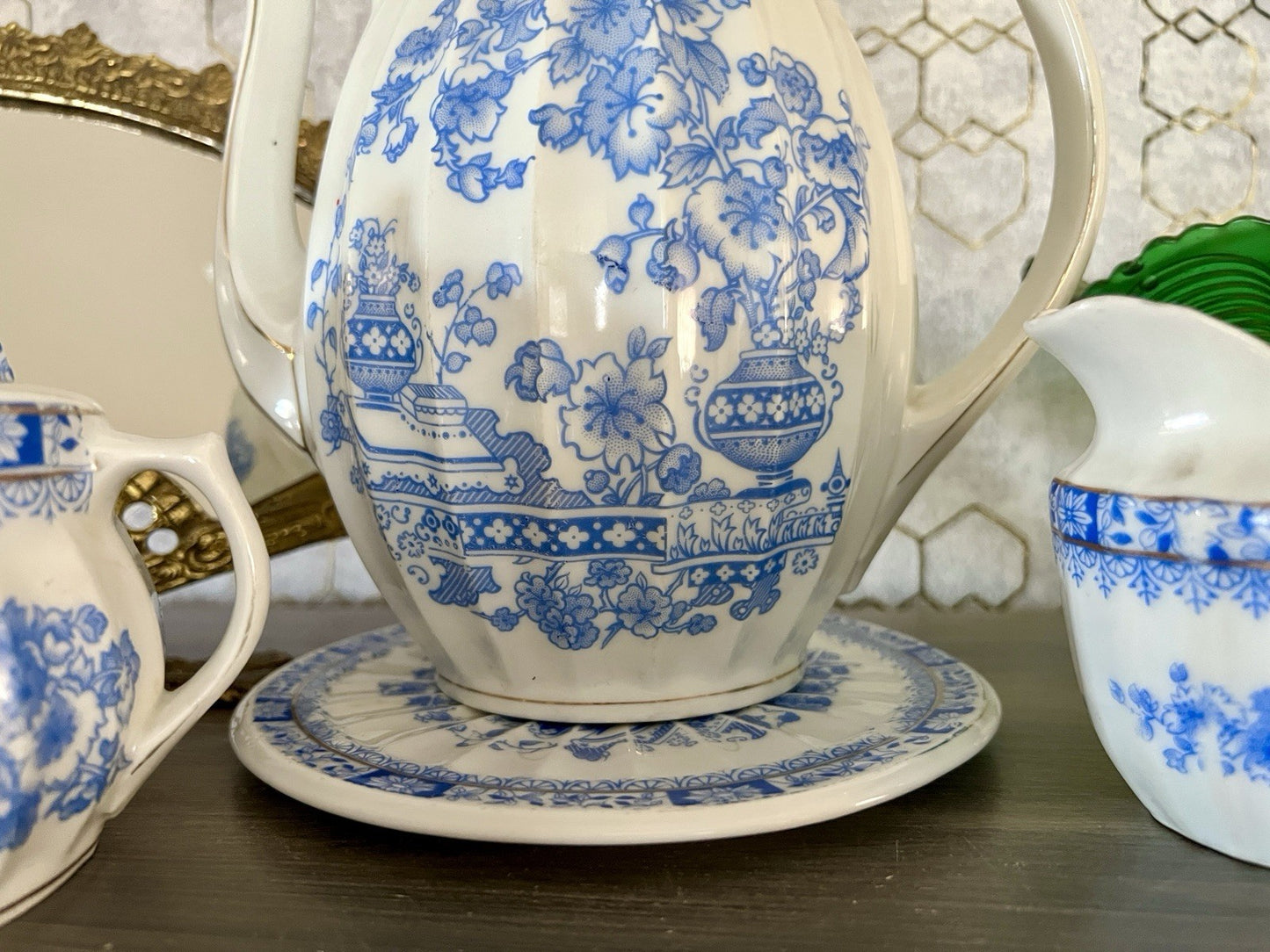 Edel Antik Jugendstil Sorau Margaret Porzellan Kaffeeservice Kernstück 4 Teile