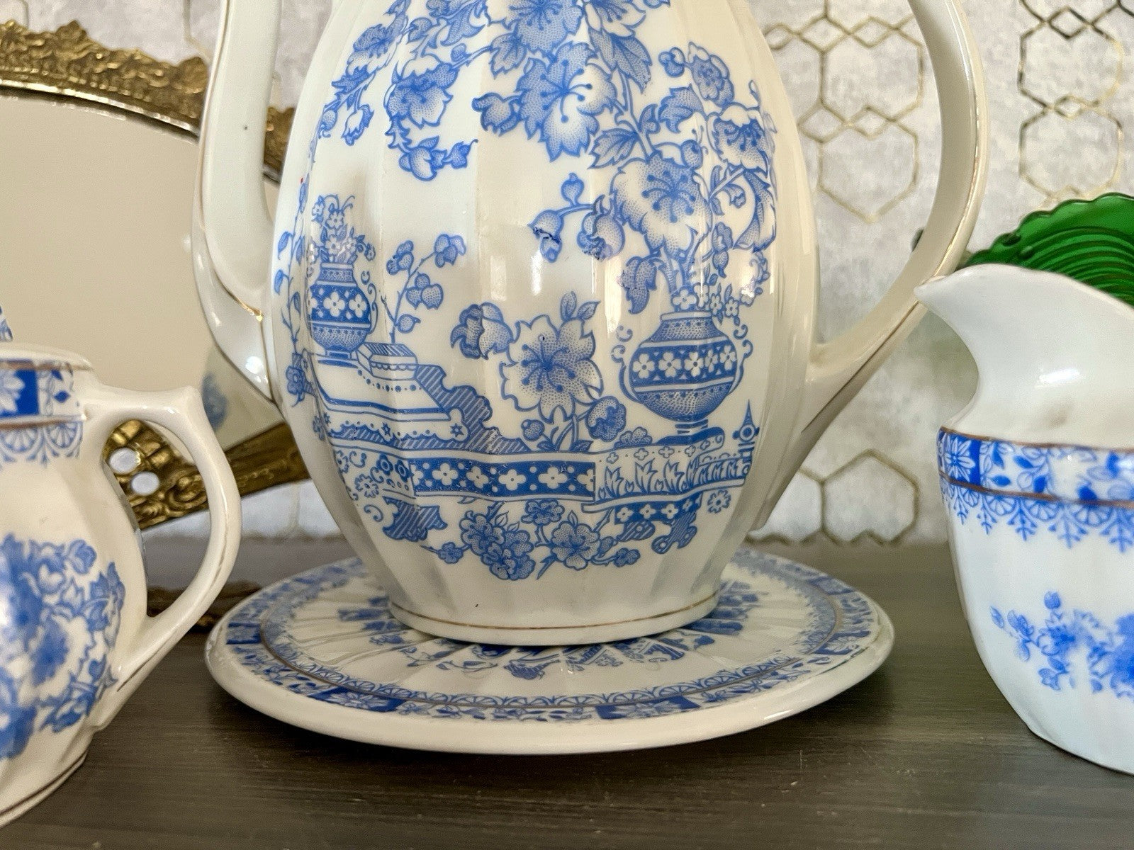 Edel Antik Jugendstil Sorau Margaret Porzellan Kaffeeservice Kernstück 4 Teile