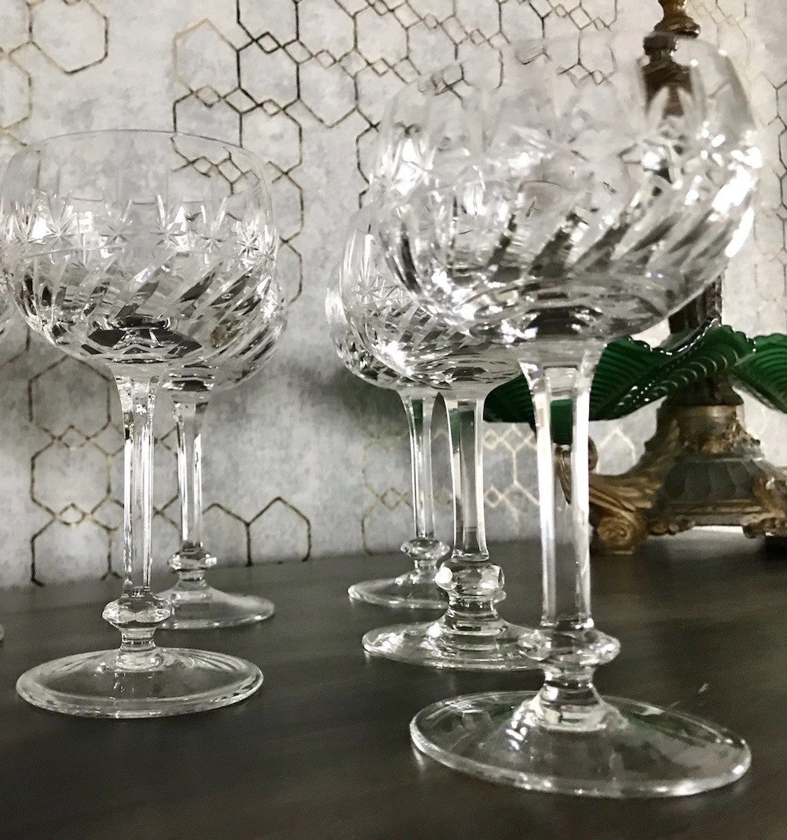 Antik Art Déco 5 Weingläser Gläser Schliff Kristallglas Edel Schön Treviris V&B