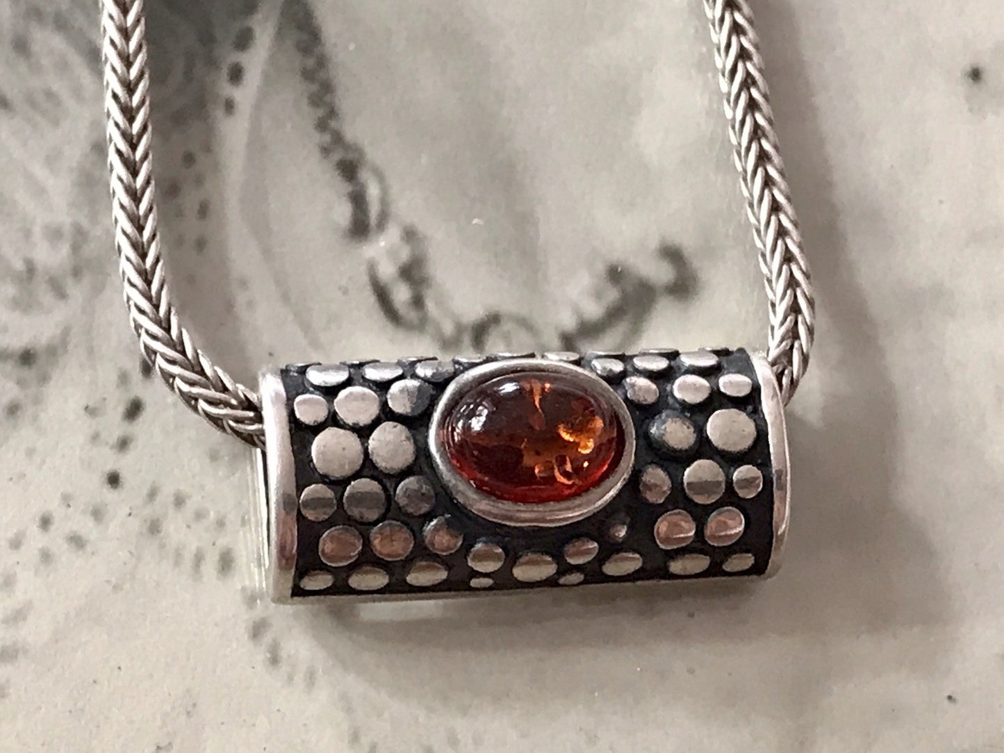 Vintage Edel Halskette 925 Anhänger Kettenanhänger Silber 925 Bernstein