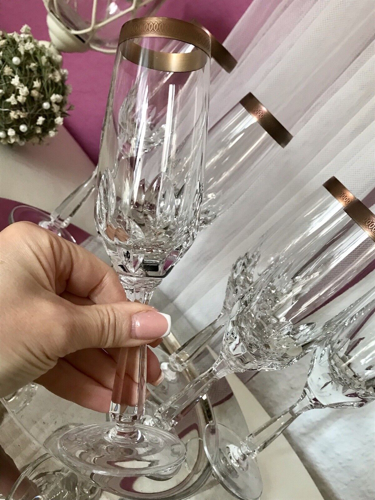 Vintage 6 EDEL Sektflöten Sektgläser Glas Kristallglas So Schön Mintonborte