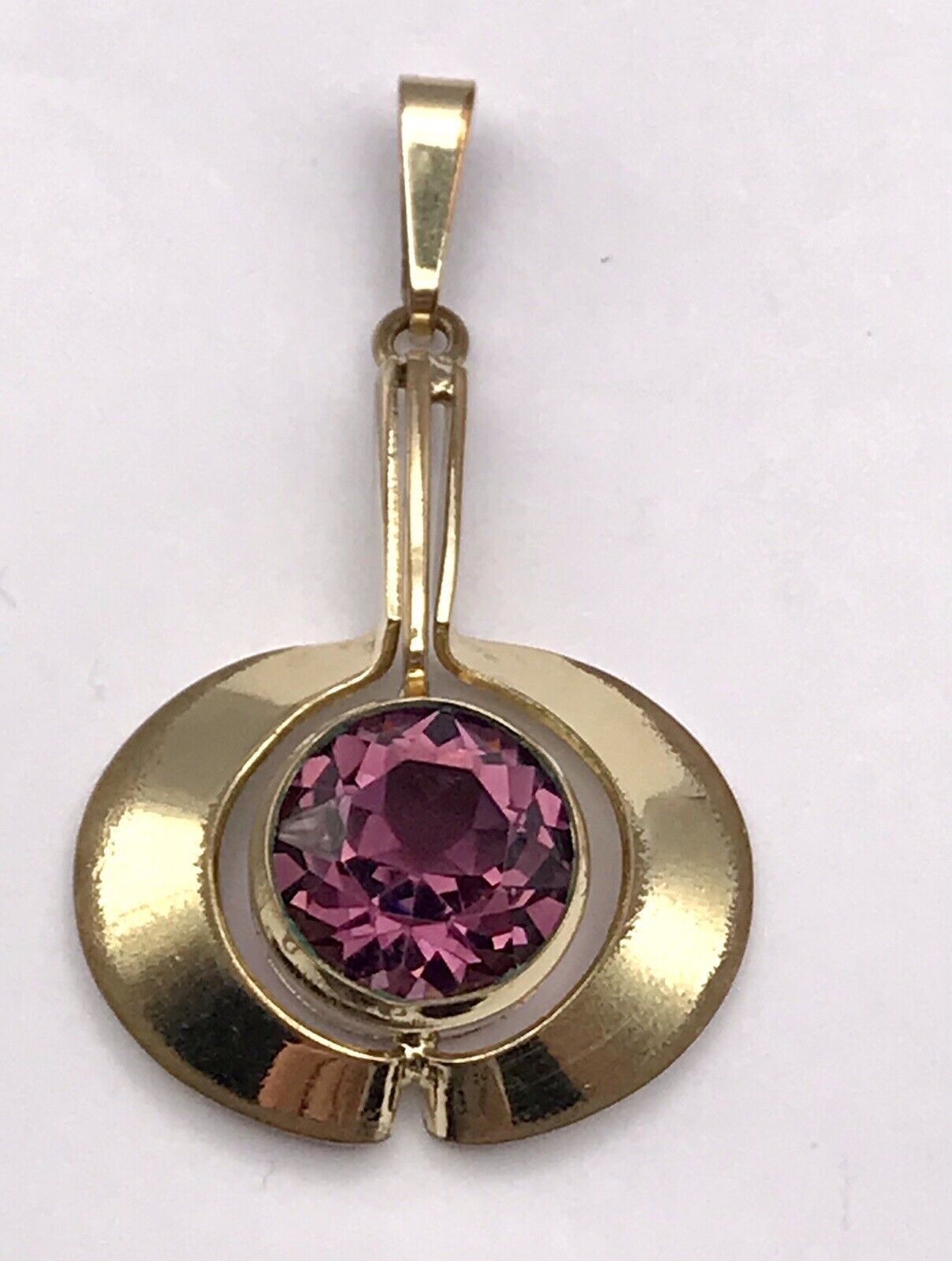 Vintage TeKa Designer Anhänger lila Stein Amethyst? Amerik. Doublè vergoldet