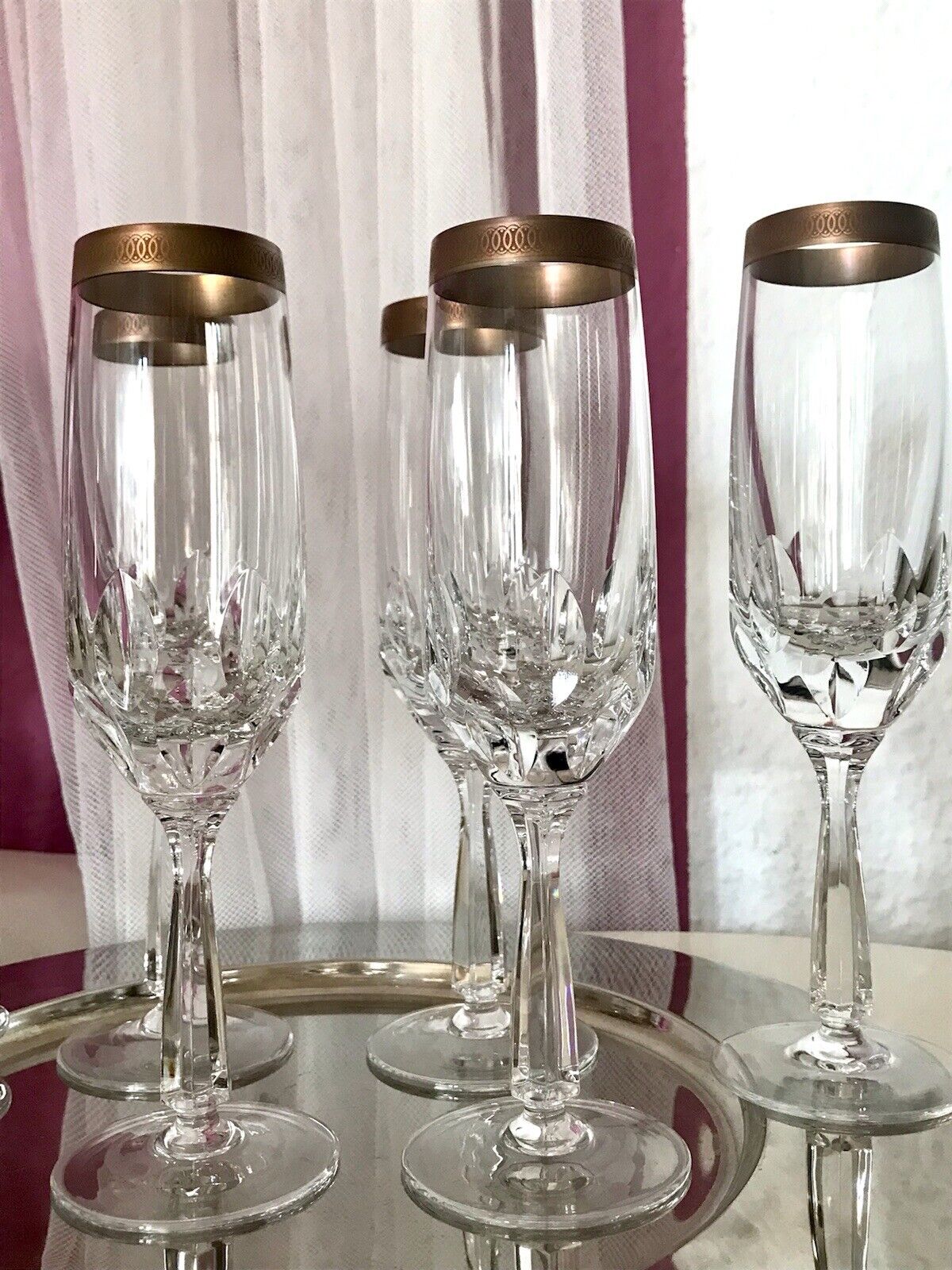 Vintage 6 EDEL Sektflöten Sektgläser Glas Kristallglas So Schön Mintonborte