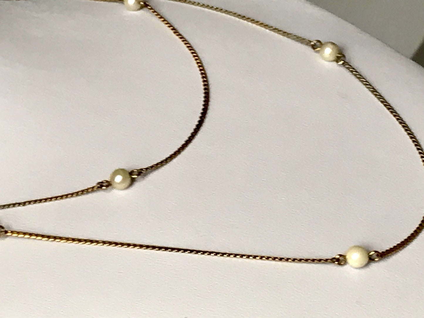 Antik lange Halskette 925 Silber vergoldet Collier Kette Perlen Zuchtperlen