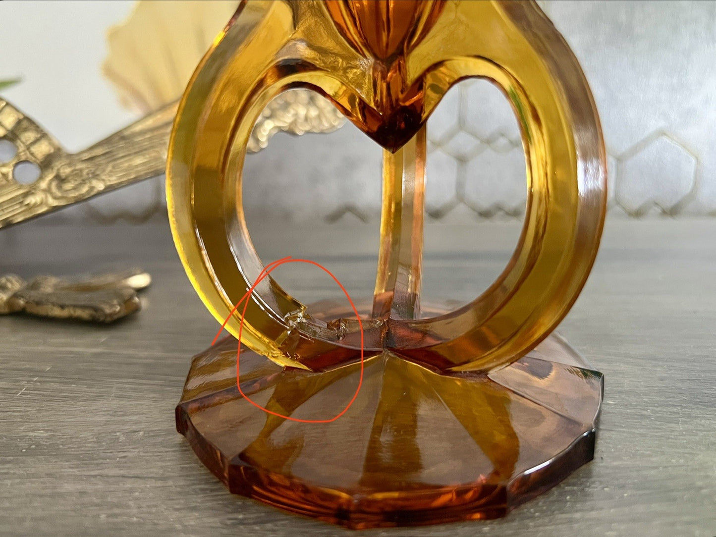 Art Déco 1 Vase Glasvase Pressglas Antik Bernstein Gelb Amber Glas Stölzle?