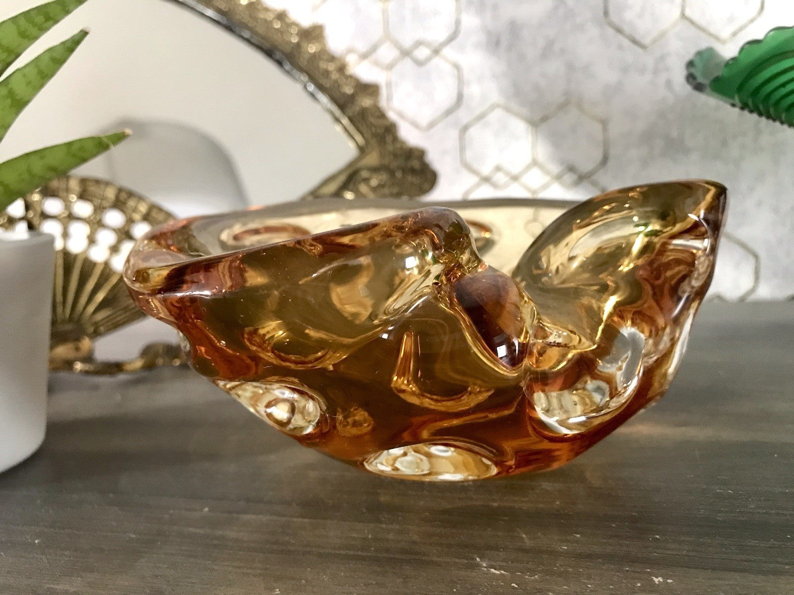 Murano 60er 70er Jahre Nieren Aschenbecher Schale Glas gelb Dubben So Schön!
